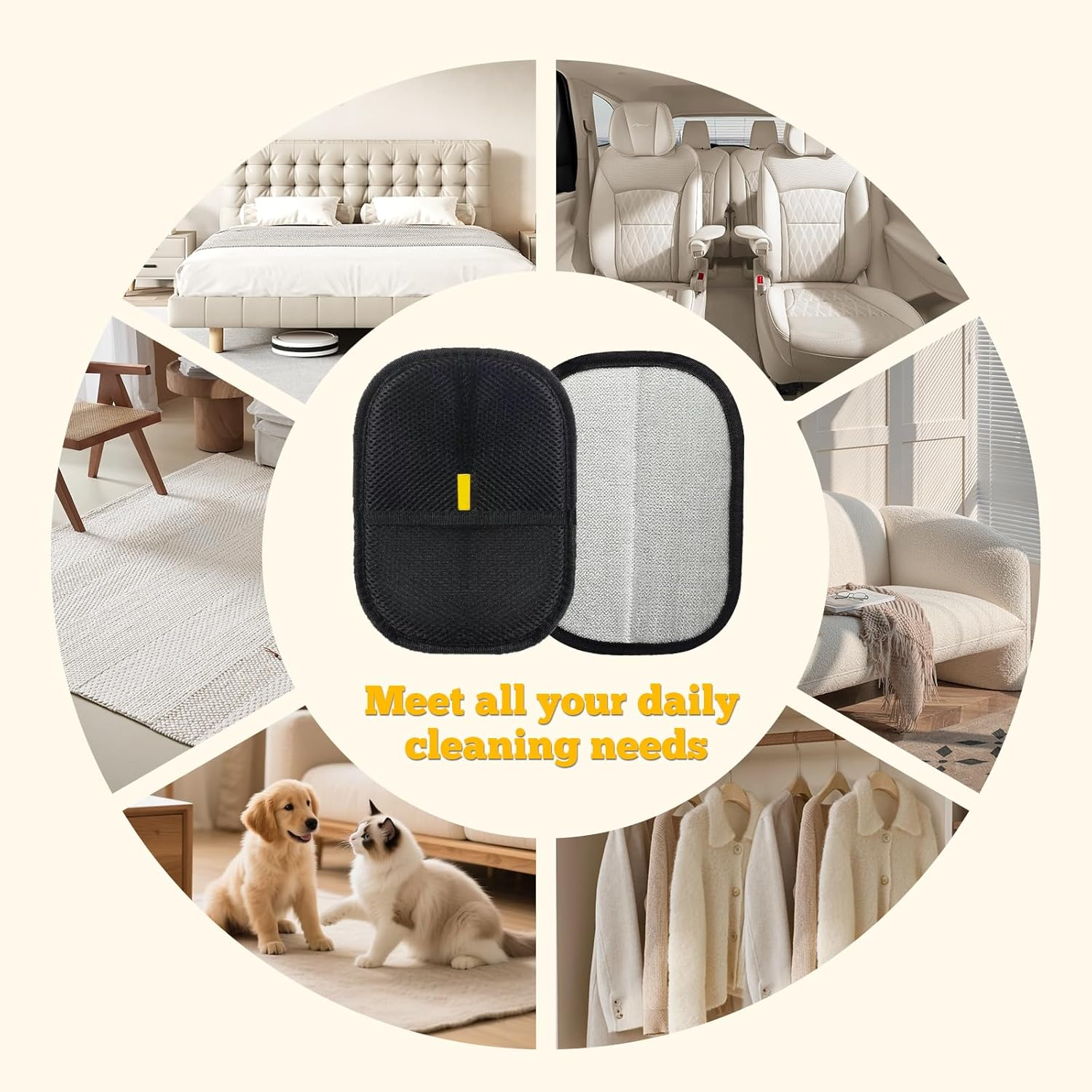 Pet Hair Removal Gloves(1Pcs), Static Removal Gloves, Washable and Reusable Double-Sided Design Hair Remover, Suitable for Carpets, Sofas, Beds, Wardrobes, Etc. image number 5