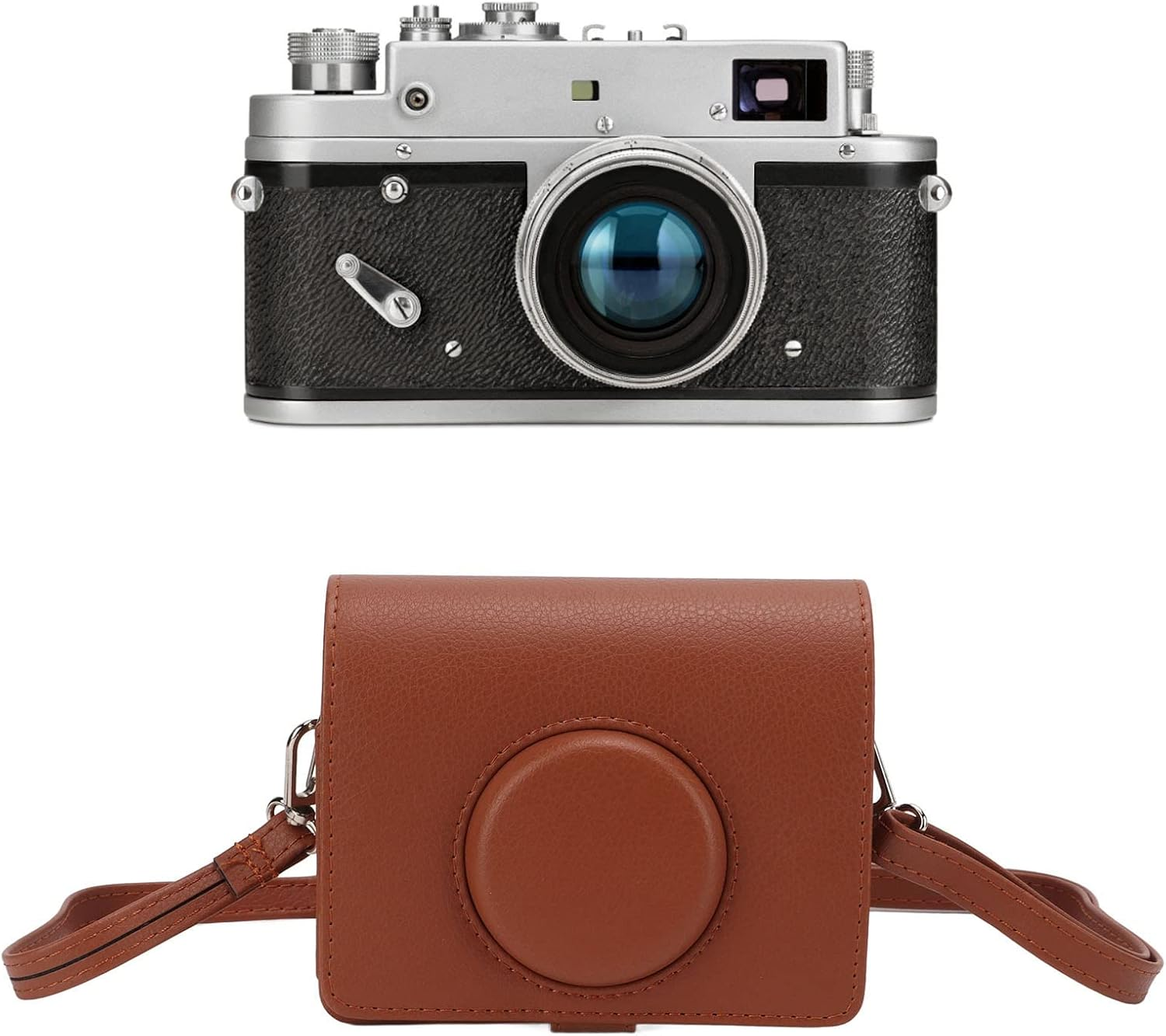 Protective Case for Fuji Inst Mini Evo Camera, Instant Camera PU Leather Bag with Removable Adjustable Shoulder Strap, Camera Case for Mini Evo (Black)