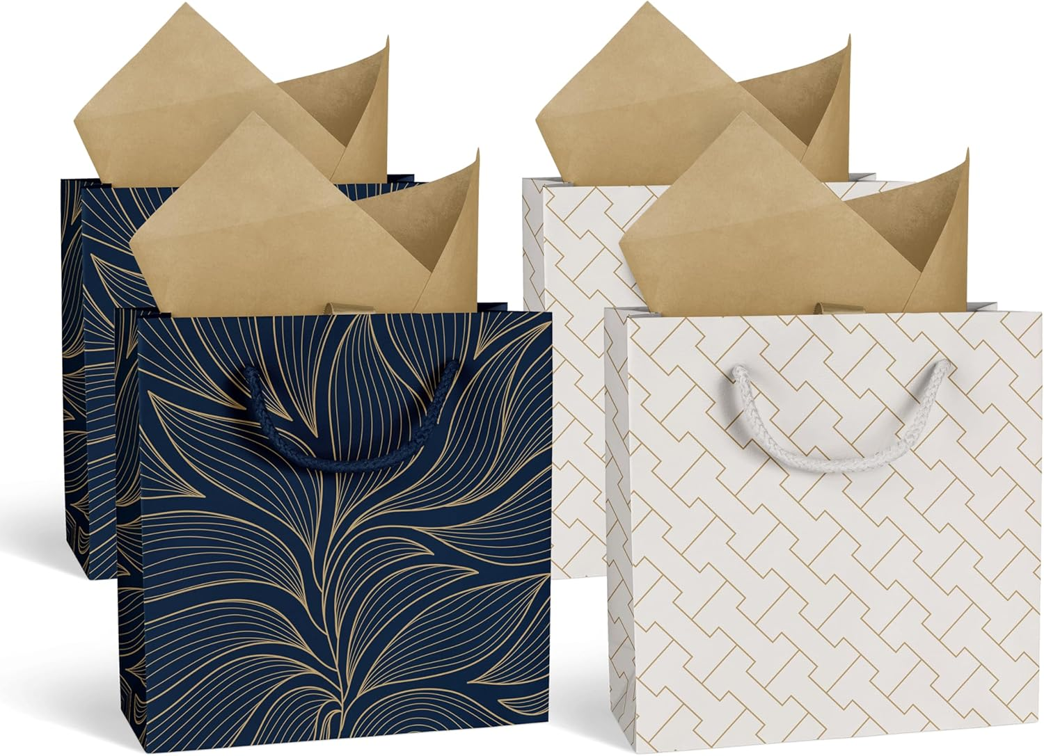 GIVEWRAP&reg; the Gift Wrap That Gives to Charity. 4Pcs Gift Bags Luxe Large Size with Handle and Gift Tag. for Any Birthday, Weddings, Mothers Day & Special Occasion 33Cm*26.5Cm*14Cm Eco-Friendly image number 4