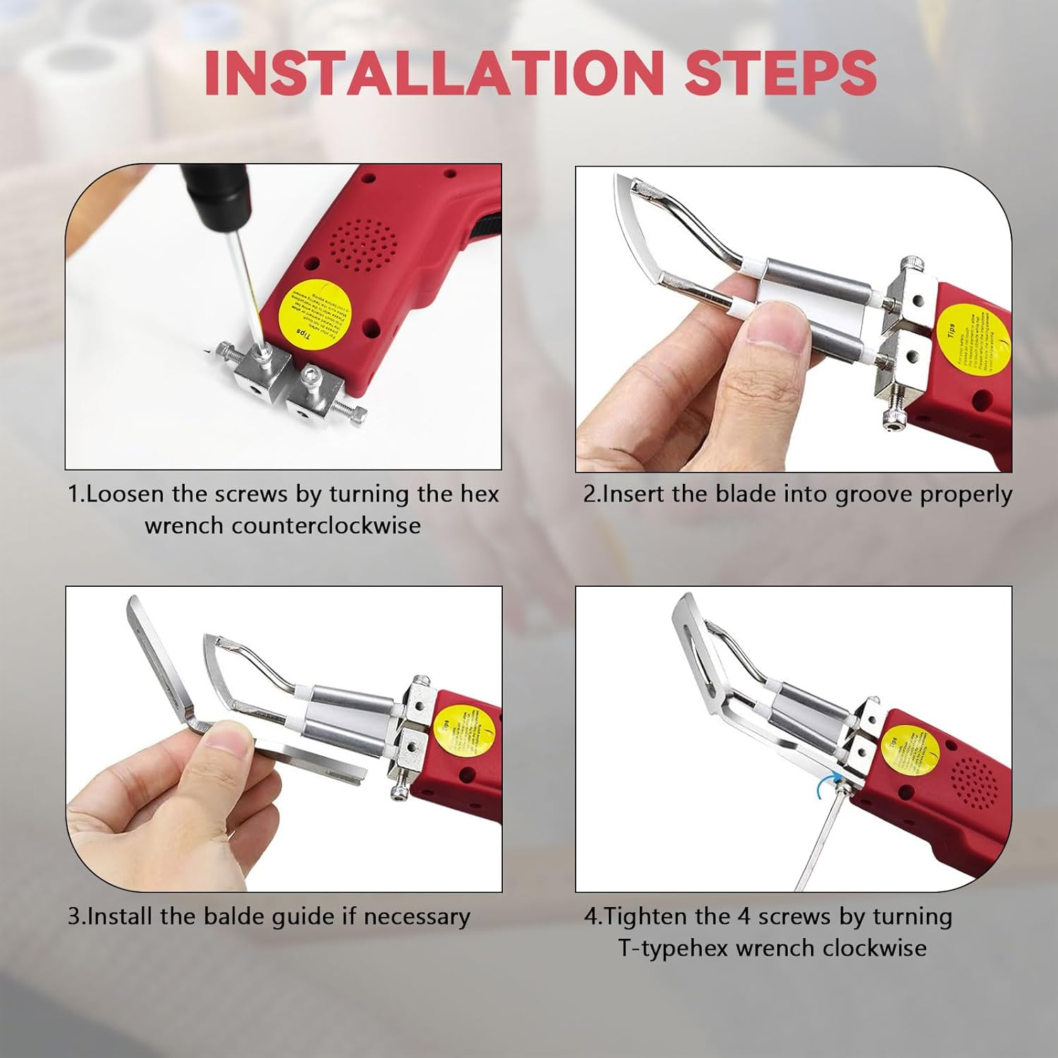 100W Electric Hot Knife Rope Cutter Hot Knife Cutting Tool Fabric Cutter with Heat Dial, 2 Blades, Wire Brush & Hex Wrench &ndash; for Synthetic Fabric, Straps, Canvas, Webbing, Cord image number 3