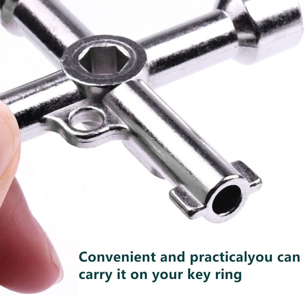 3 Pack 4-Way Multi-Functional Universal Cross Key, Stainless Steel Utility Wrench for Water Meters, Electric Boxes & Cabinets image number 4