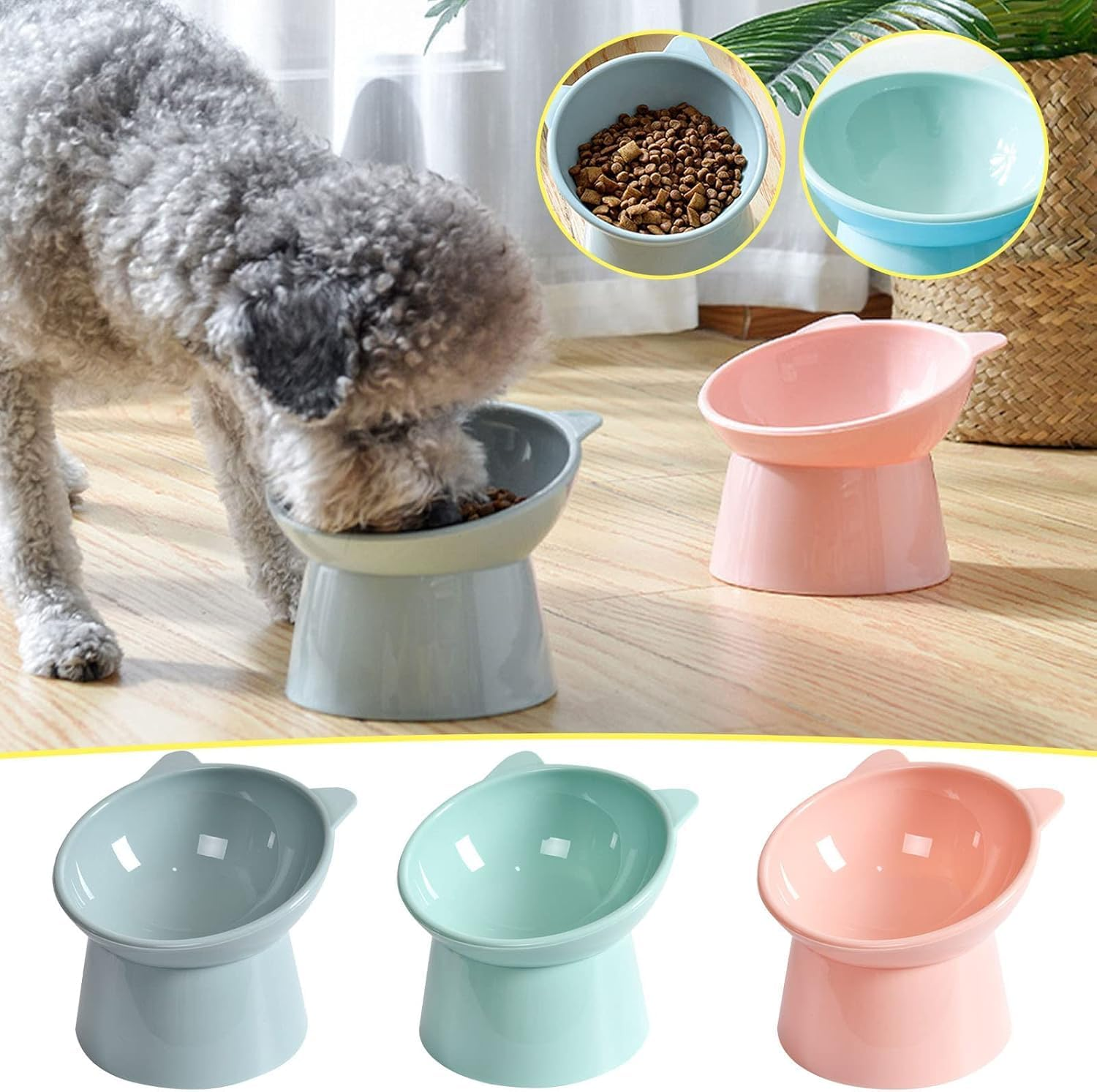 1Pc Tilted Elevated Cat Food Bowl,Anti Vomiting Cute Shallow Cat Bowl,Small Ceramic Raised Pet Bowl,Tilted Raised Food Bowl Anti-Vomiting image number 6