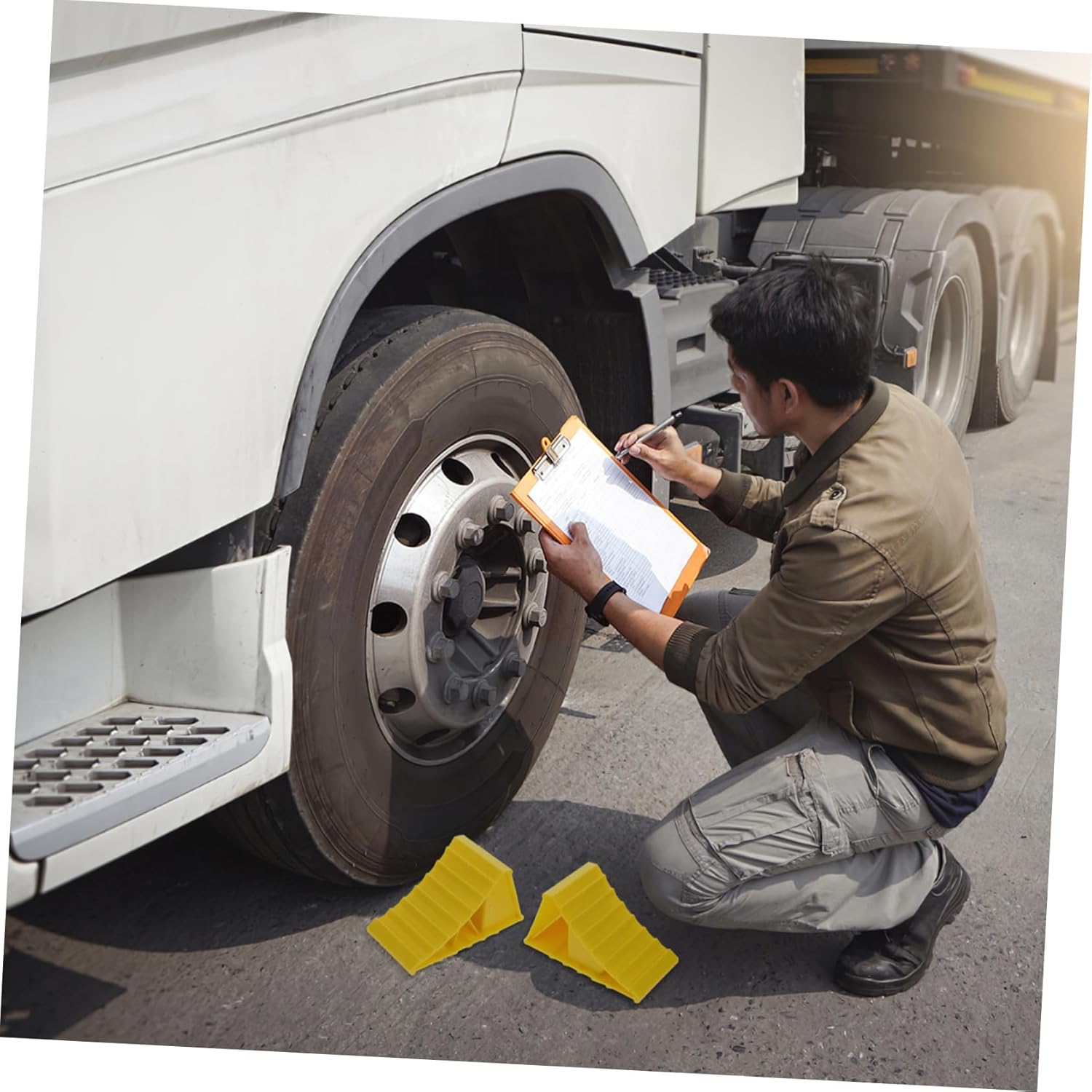 DONFAMDS 1Pair Heavy Duty Wheel Chocks Anti- Tire Blocks for Cars Portable Wheel Stopper for Rv Trailer Truck Safety Lightweight Design image number 5