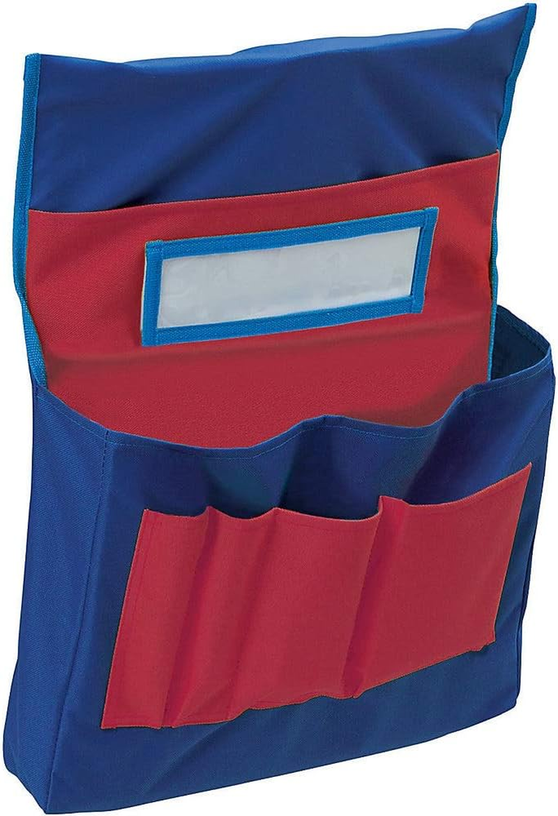 Pacon Pocket Chart, Chair Storage, Blue & Red, 18-1/2"H X 14-1/2"W X 2-1/2"D, 1 Chart
