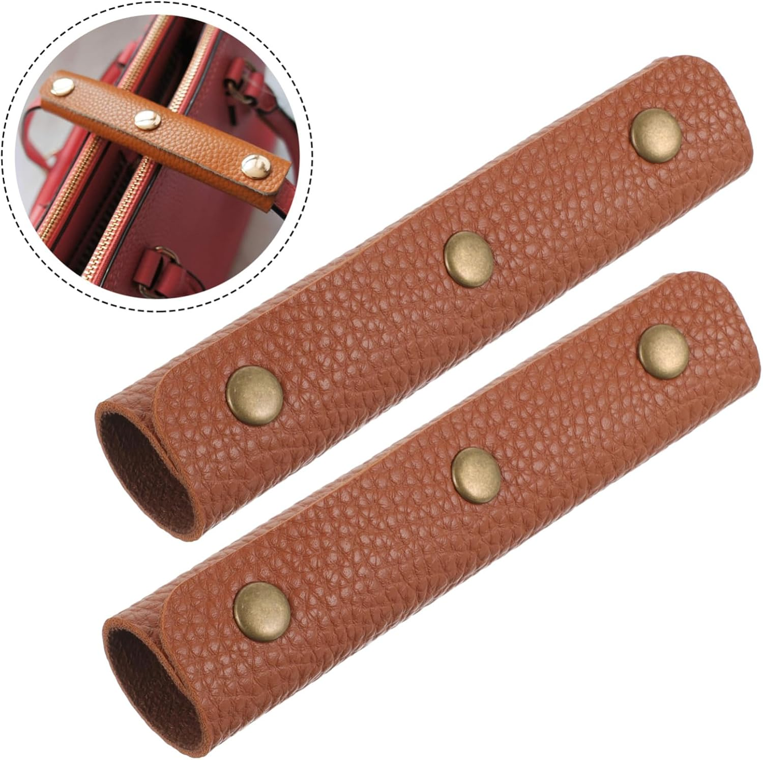PLAFOPE 2Pcs Luggage Handle Covers Suitcase Handle Wrap Pu Leather Grip for Protection image number 6