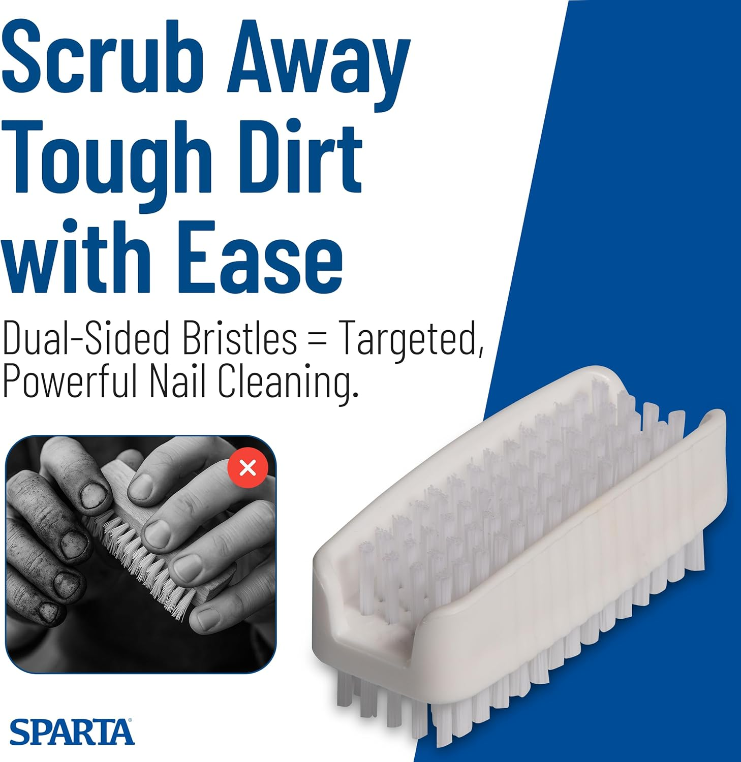 Carlisle 3623900 Sparta Hand & Nail Brush White Plastic Block White Polypropylene Bristles (Case of 24) image number 3