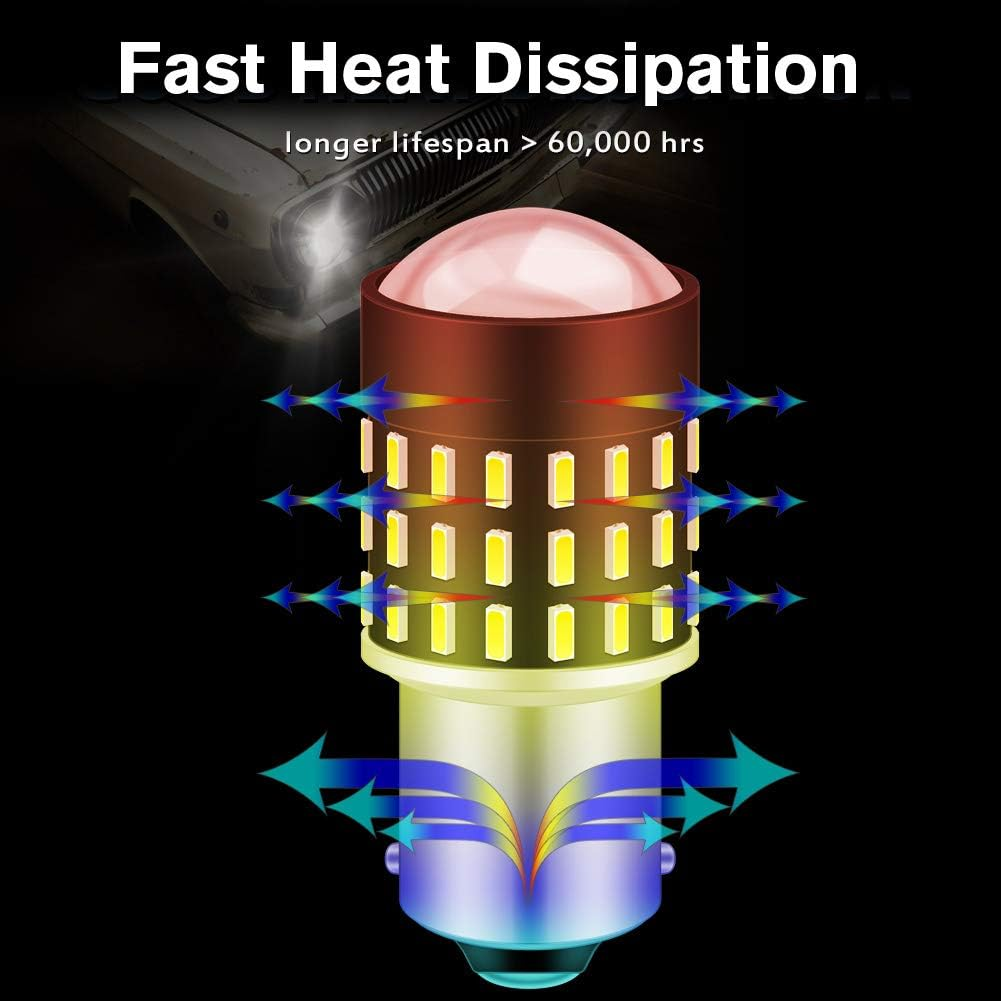 KATUR 1156 BA15S 7506 1073 1095 Led Light Bulb High Power 3014 54 Chipsets Super Bright 650 Lumens Replace for Turn Signal Back up Reverse Brake Tail Stop Parking RV Lights,Xenon White(Pack of 2) image number 6