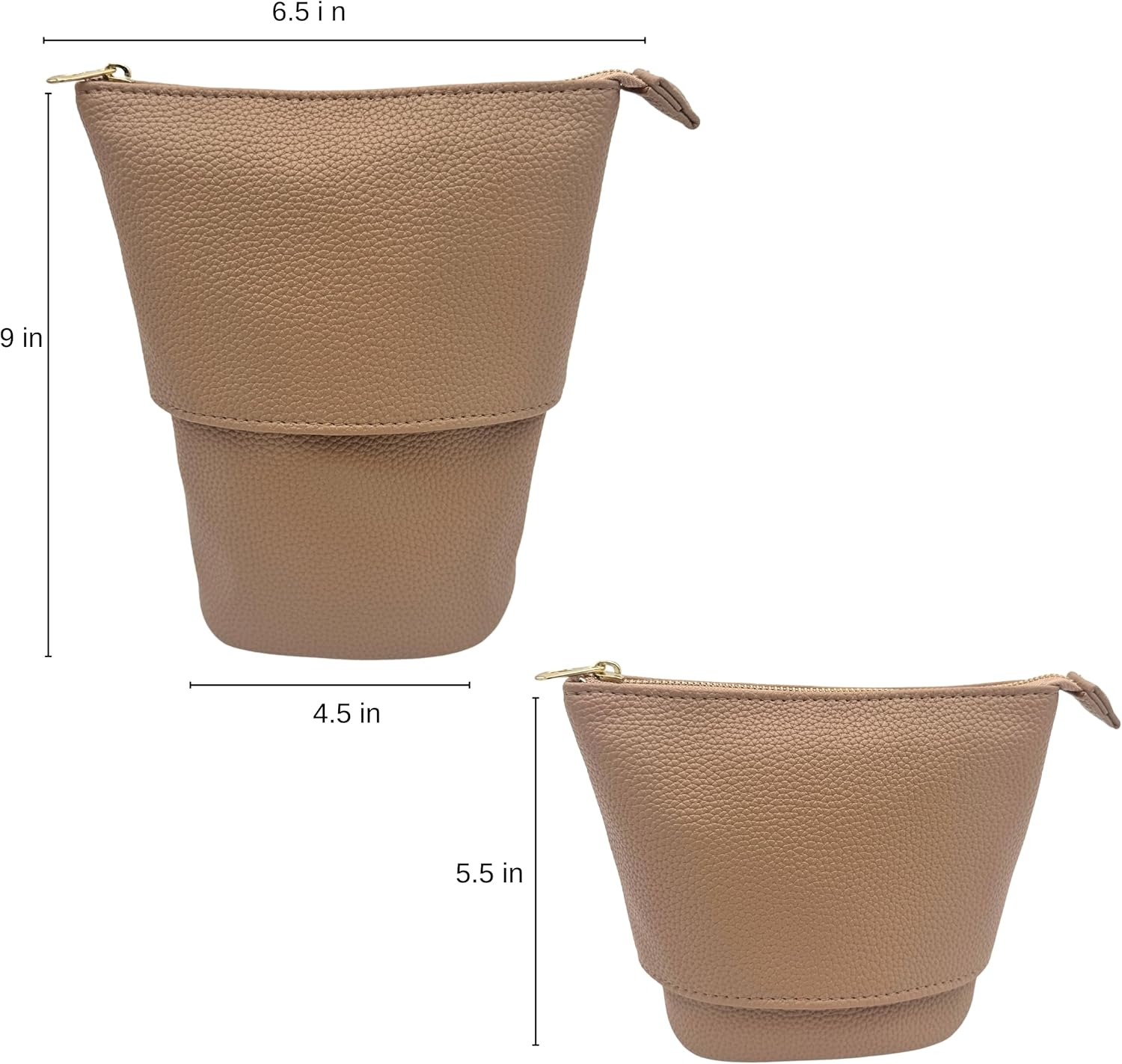 JAZD Travel Makeup Brush Bag Standup Brush Holder Portable Convertible Make up Brush Pouch Cosmetic Case, BEIGE, Minimalist Multipurpose