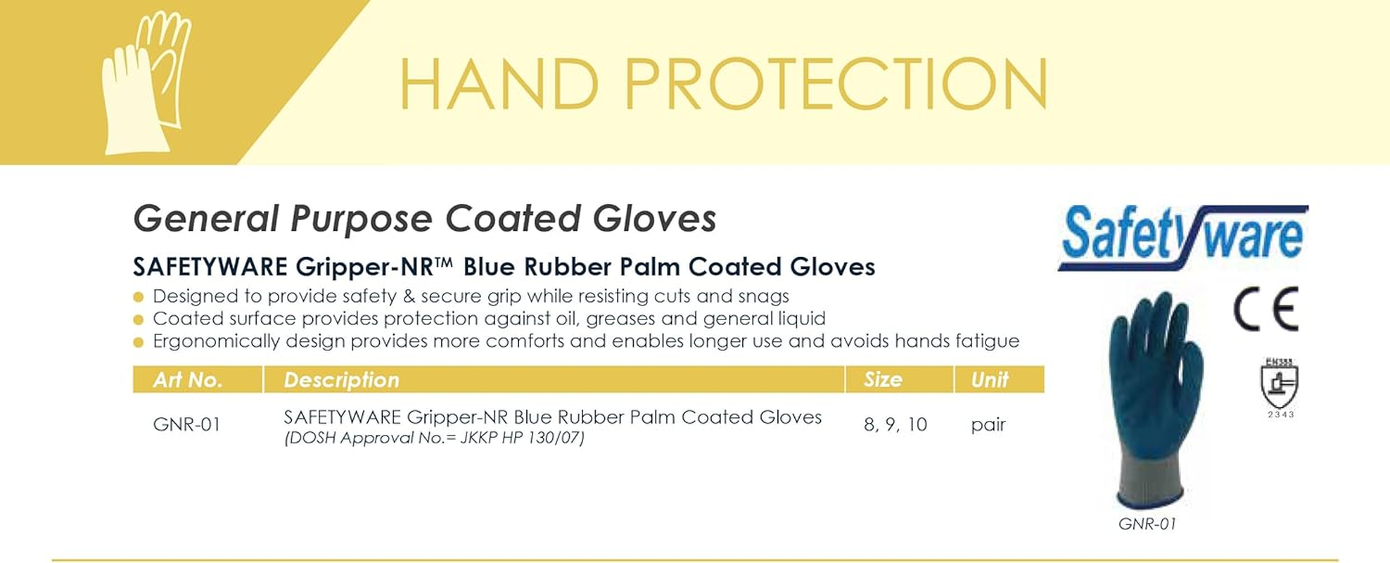 2 Pair Safetyware Gripper Rubber Palm Cut Oil Resistant Proof Safety Work Gloves for Gardening Mechanic Construction General Purpose image number 2