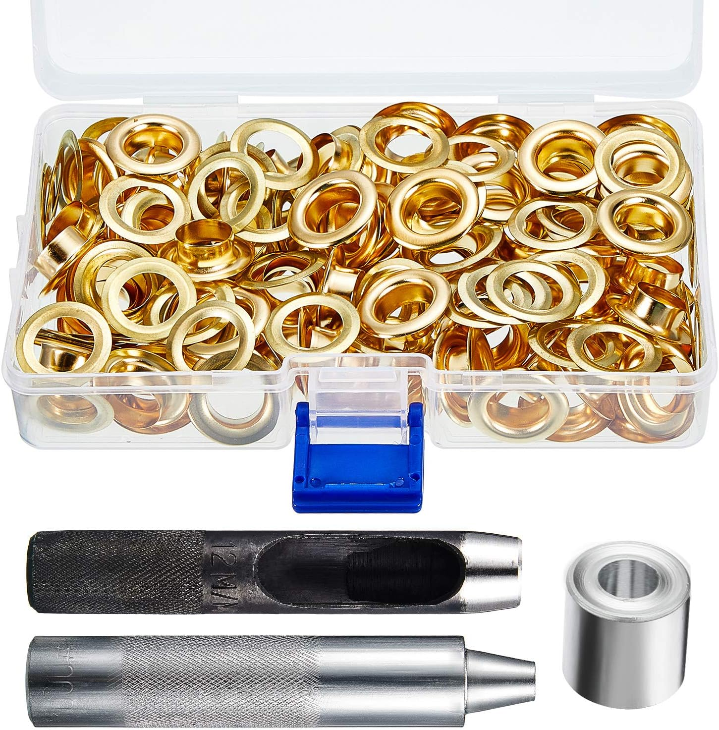 Pangda Grommet Tool Kit, Grommet Setting Tool and 100 Sets Grommets Eyelets with Storage Box (3/16 Inch inside Diameter) image number 5