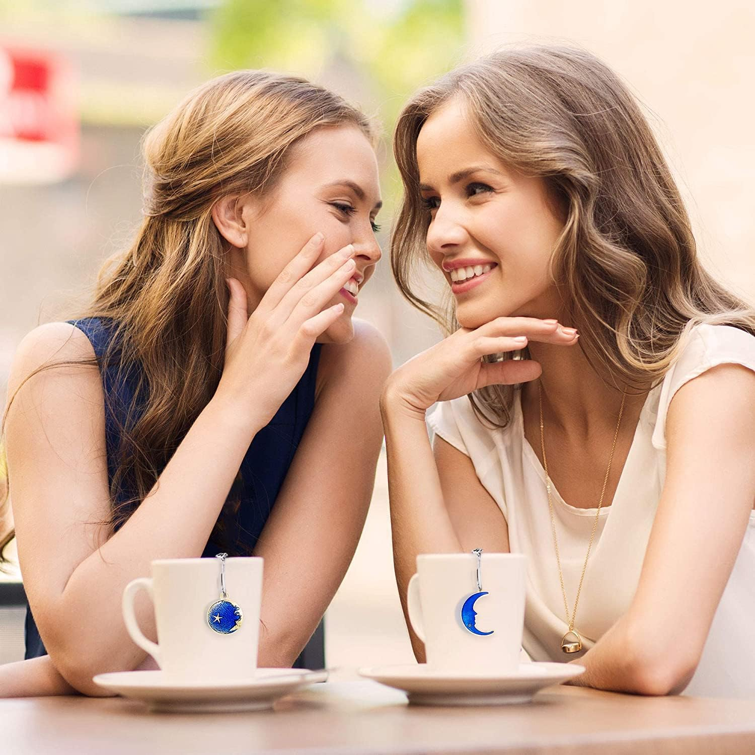 2Pcs Tea Infuser, Tea Strainers for Loose Tea, Gold Plated Enamel Moon Star Celestial Charm Pendant Tea Ball Set Loose Tea Steeper Gifts for Women image number 4