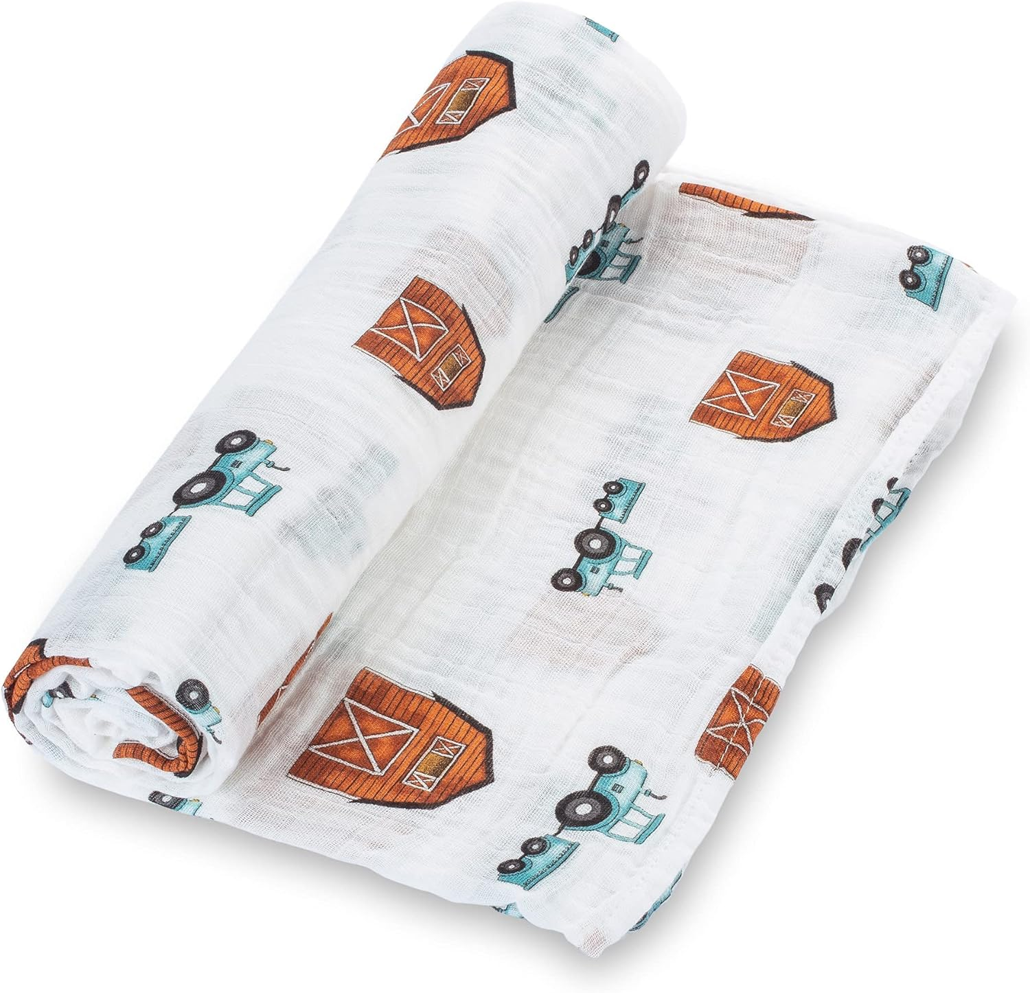 Lollybanks Baby Blankets 3 Pack, 100% Organic Cotton Neutral Muslin Swaddle Blankets for Boys and Girls, Soft and Breathable 120 X 120 Cm Newborn Receiving Blanket, Registry (Pig, Cow and Barn Farm) image number 2