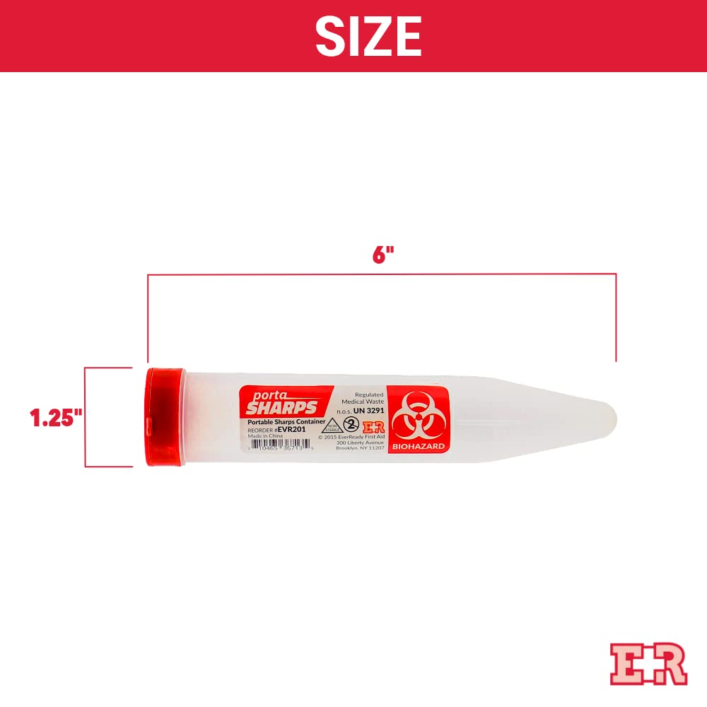 Ever Ready First Aid Porta Sharps Transportable Sharps Container with Locking Mechanism (6 Pack)