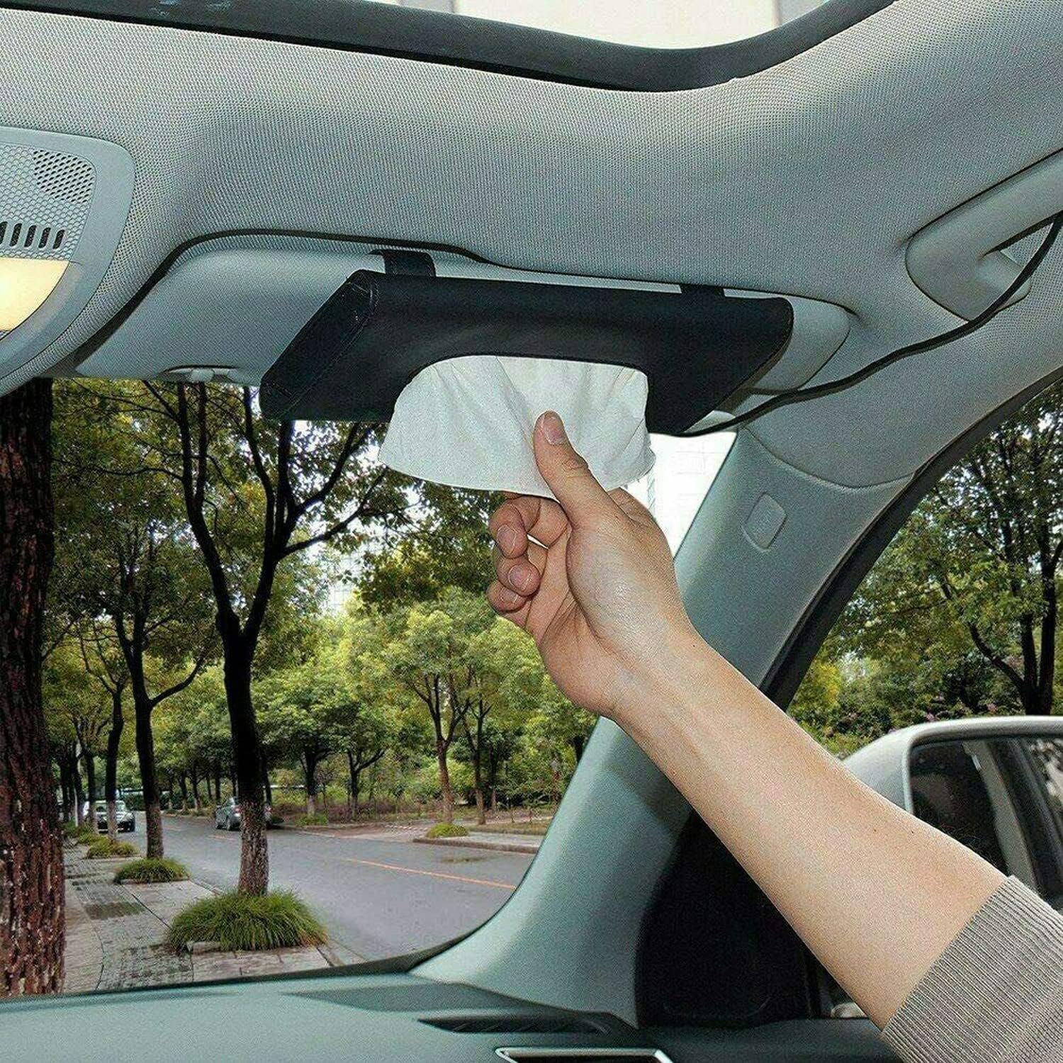 Universal Car Tissue Box for Home Table Car Storage Organiser Case Holder Car Visor Tissue Holder Car Tissue Dispenser Hanging Multi-Use Paper Tissue Cover Case for Car & Truck Decoration image number 4