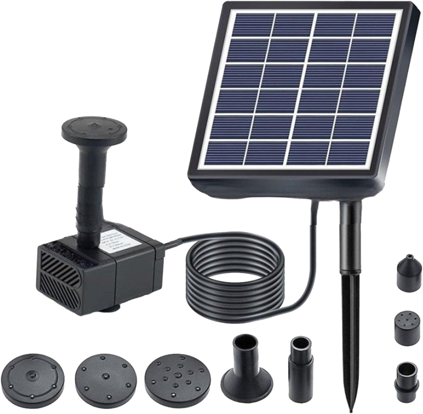 Meichoon Solar DC Fountain Pump 1.5W DIY Outdoor Birdbath Fountain Kit 5 Nozzles for Birdbaths Outdoor Ponds Courtyard Gardens and Fish Tanks MY03 image number 1