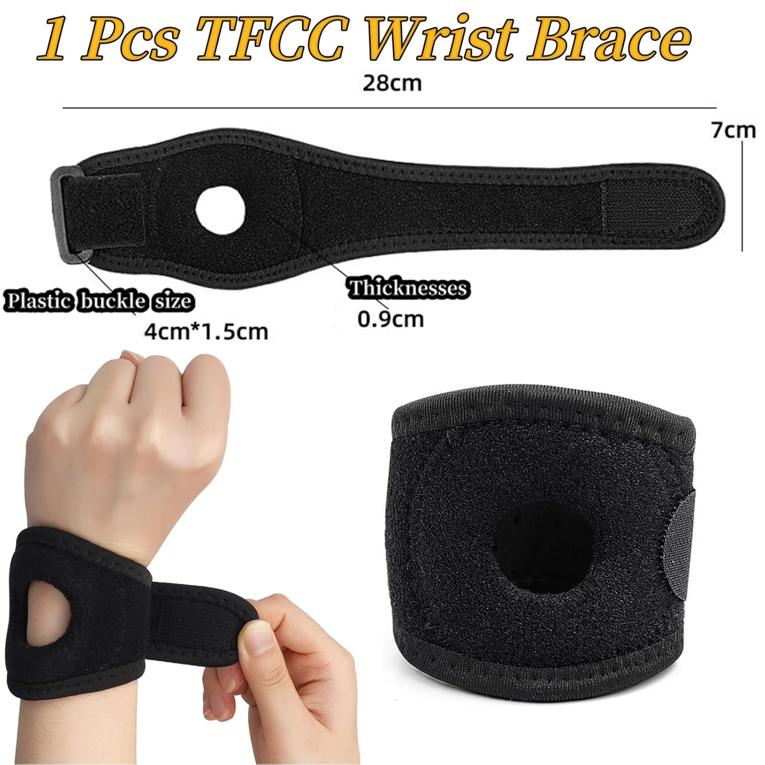 MAIHUO TFCC Wrist Brace,Wrist Brace for TFCC Tears,Adjustable Wrist Strap with Holes,Wrist Support,Wrist Splint image number 3