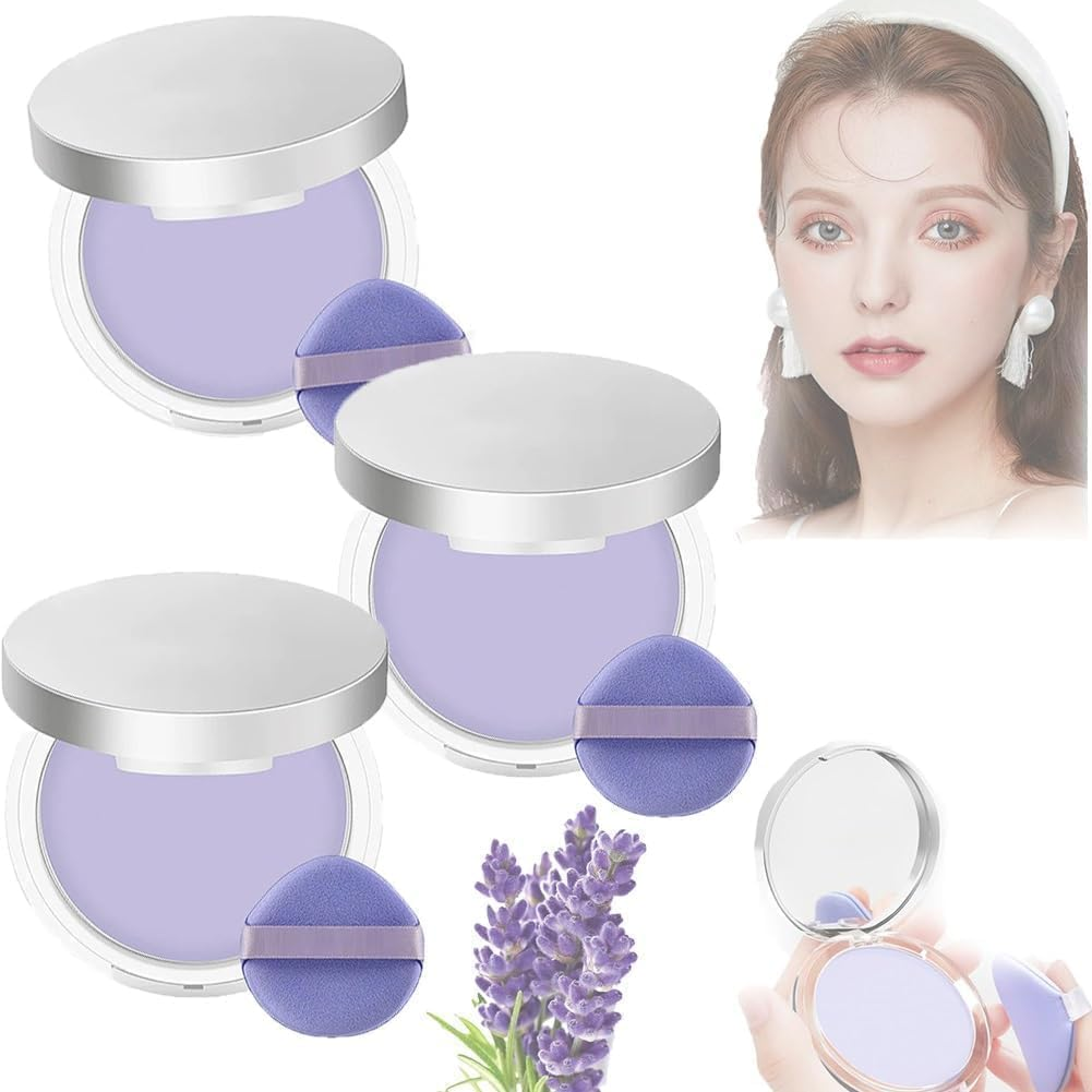 Lavender Matte Powder,Lavender Setting Powder, Silky Blurring Oil Control Long-Lasting,For Silky Blurring Oil Control Long-Lasting Makeup