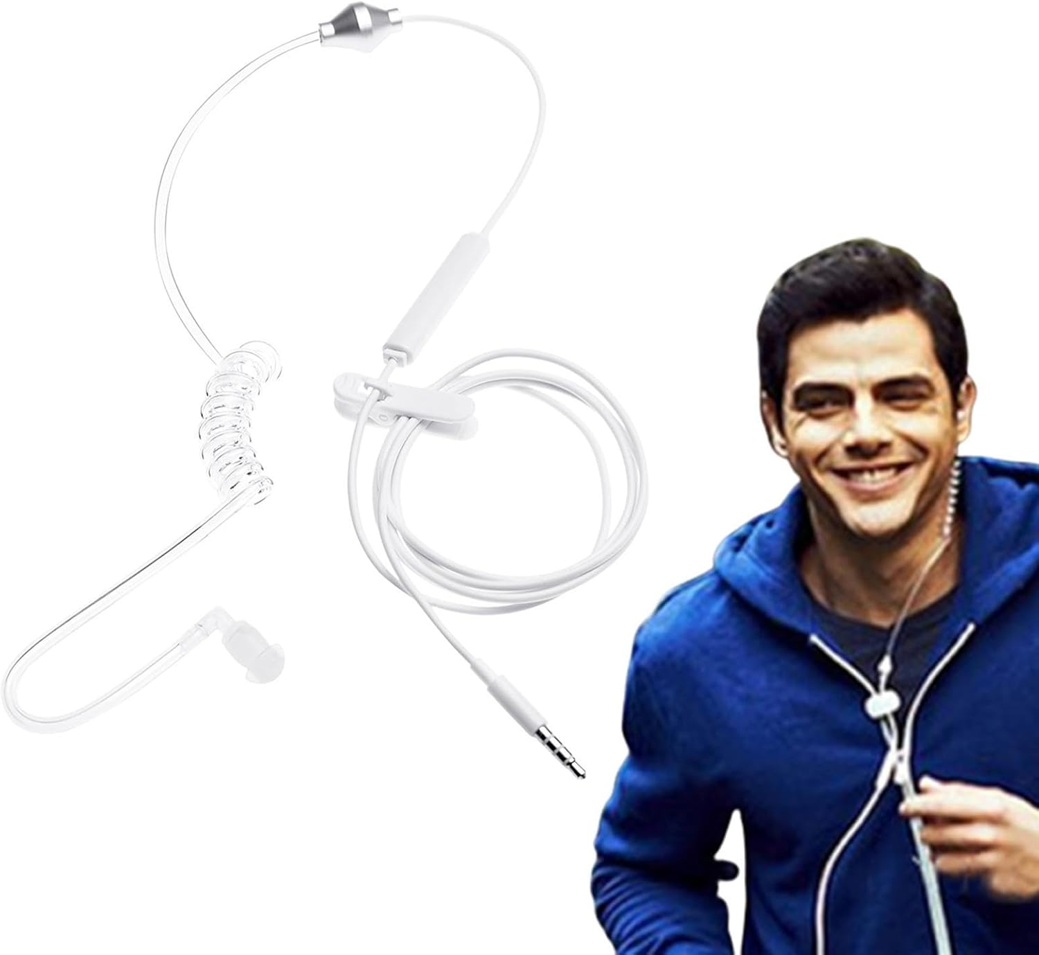 Air Tube Headphones, Radiation Headphones, 3.5Mm in Ear Single Earphones with Microphone, anti Radiation Earpiece Throat Noise Cancelling Earbuds for Most Smart Phones image number 6