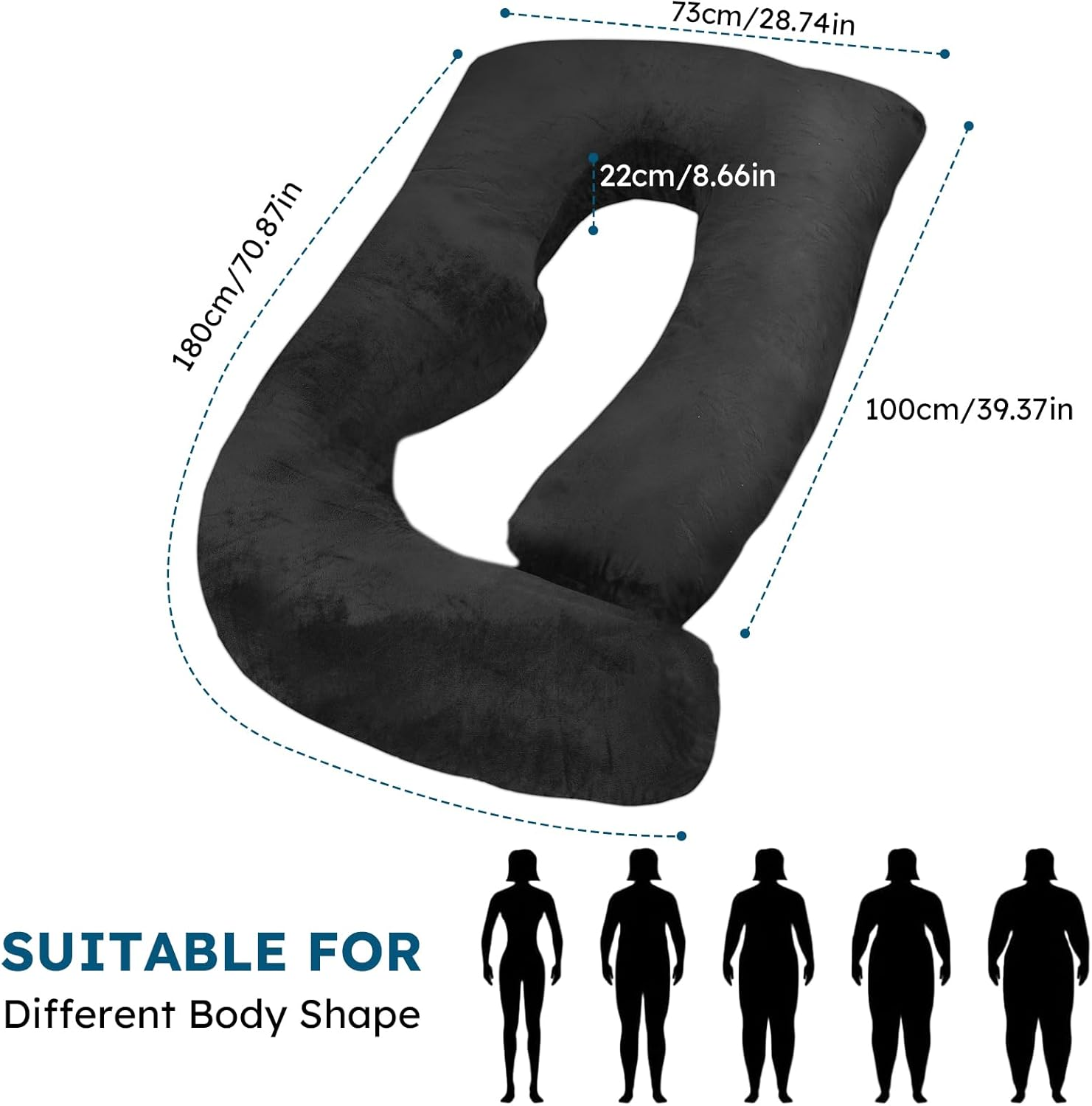 Pregnancy Pillows for Sleeping, J Shaped Maternity Full Body Pillow for Back, Legs and Belly Support, 180Cm Long Maternity Pillows for Pregnant Women and Side Sleepers with Removable Cover image number 2