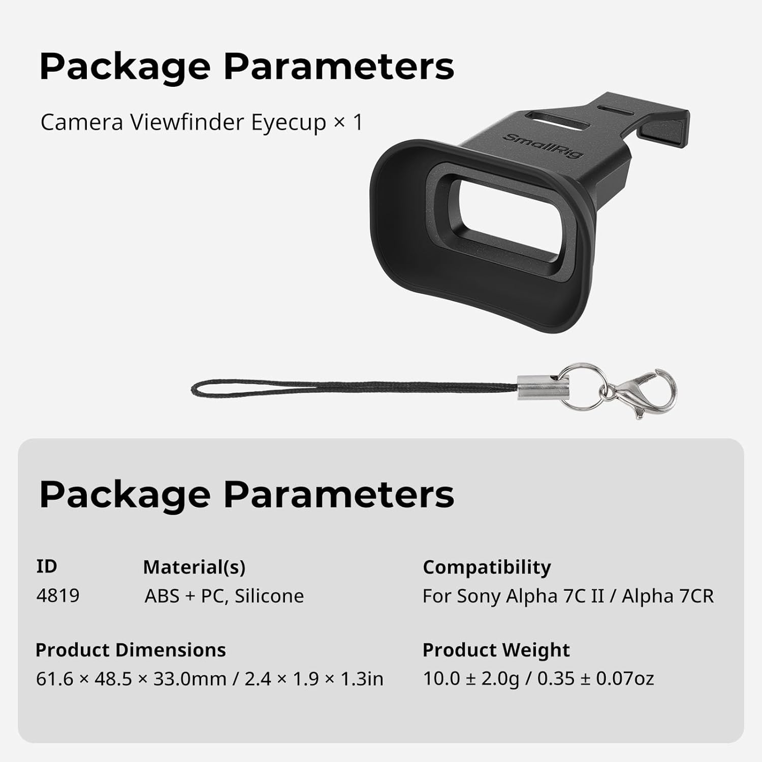Smallrig A7CII A7CR Camera Viewfinder Eyecup, Viewfinder Eye Cup with Small Lanyard, Soft Silicone Material, Improving Shooting Stability, for Sony Alpha 7C Ii/Alpha 7CR - 4819 image number 6