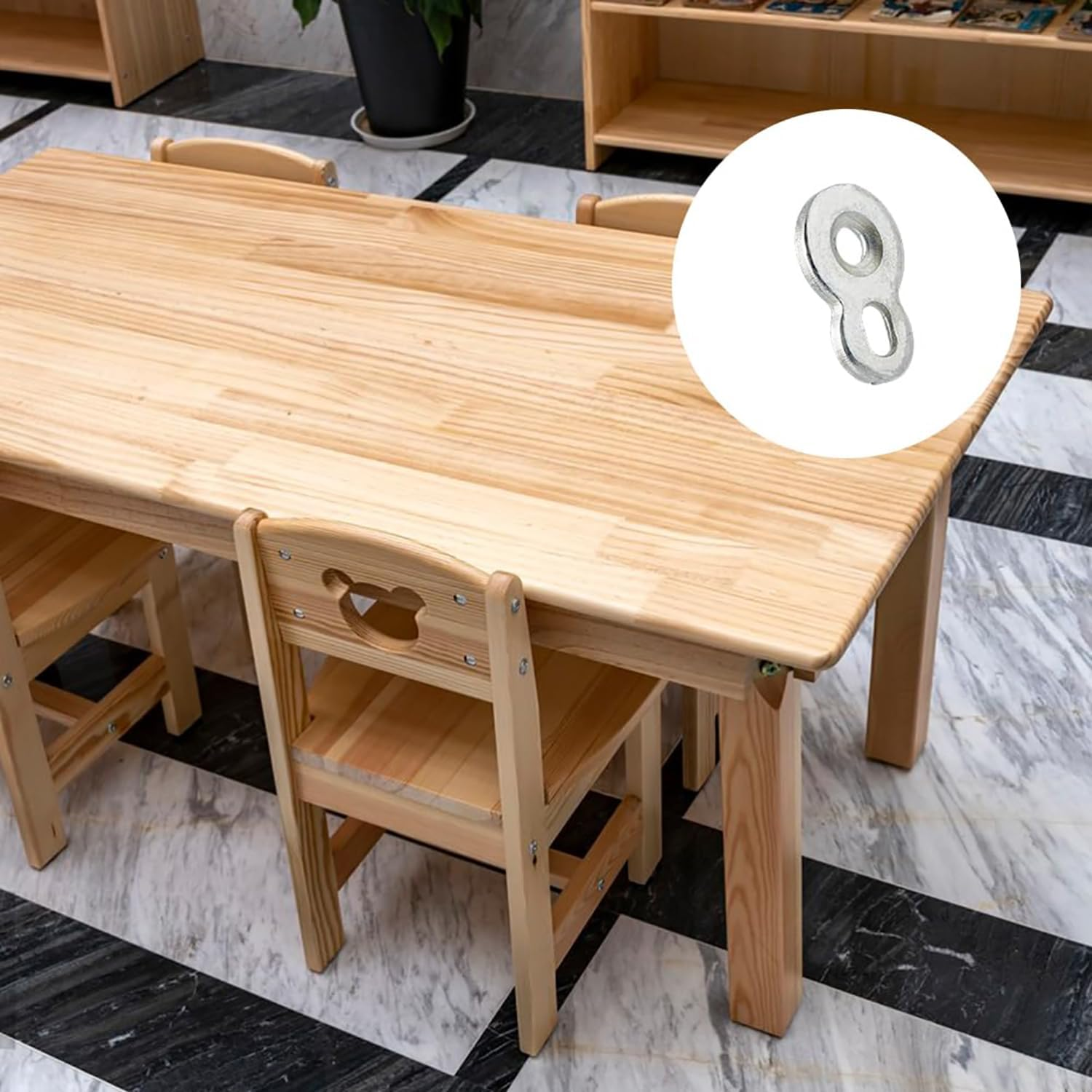 BEANPRECOY 20Piece Figure 8 Steel Fasteners Heavy Duty Table Top Connectors for Desk and Chair Repair Heavy Duty Desk and Chair Repair Hardware Easy Install (Silver/Black) - Black image number 4