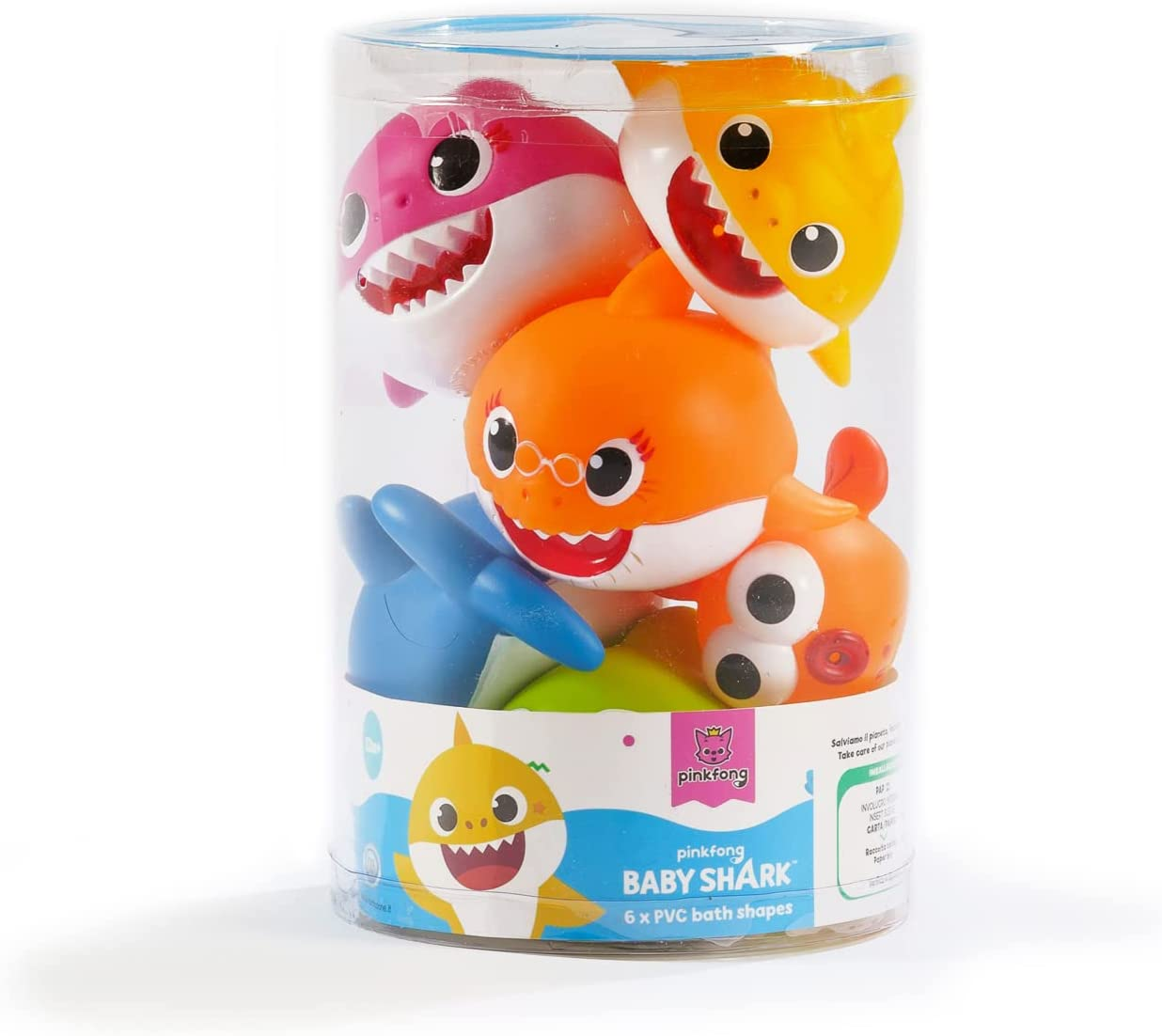 ODS 48821 Baby Shark Set of 6 Soft Bath Sharks, Multi-Colour image number 6