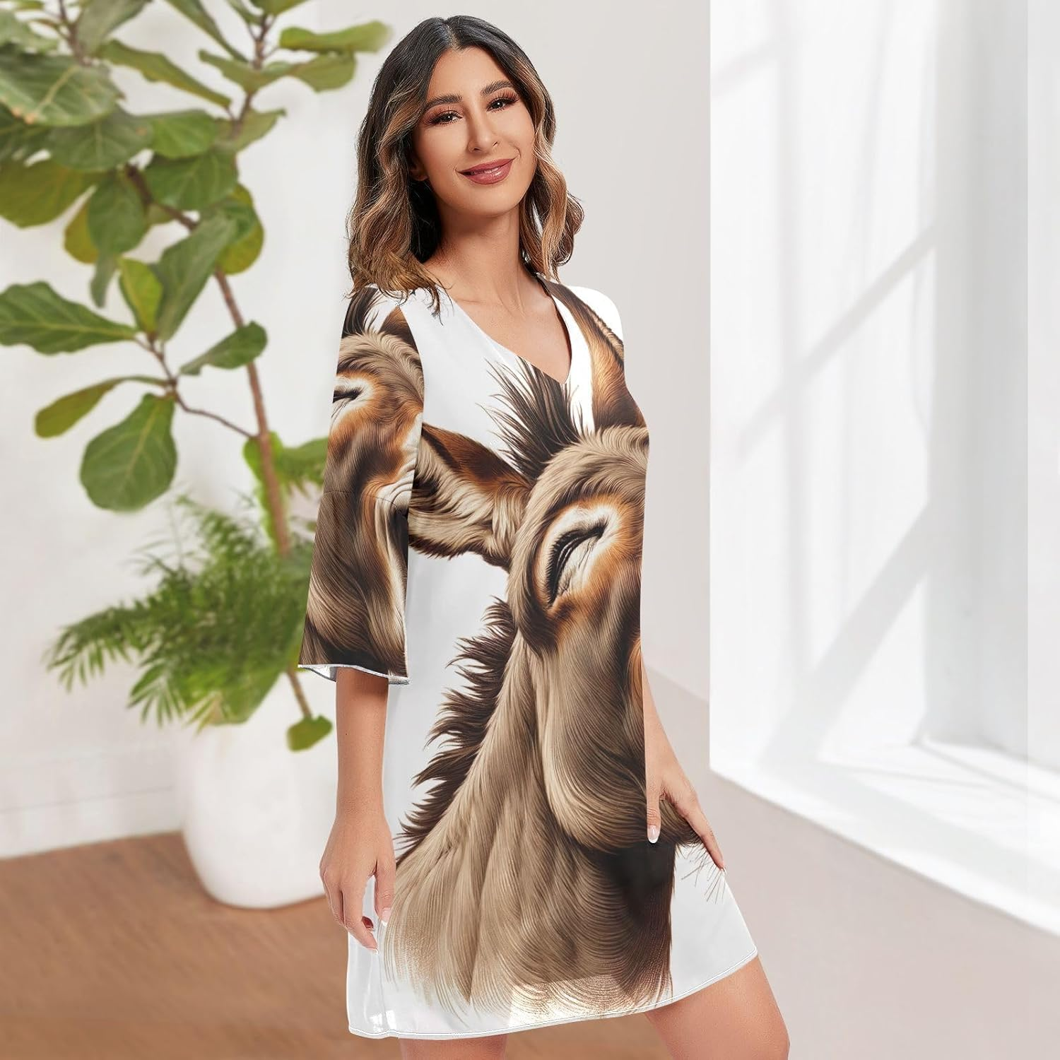 Laughing Donkey Chiffon Dress Printed Line Maternity Dress S-XXL
