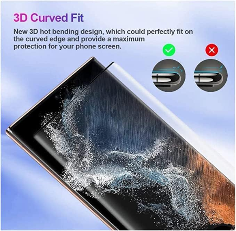 Aircawin Screen Protector for Samsung Galaxy S23 Ultra 6.9 Inch 2023,9H Temper Glass Film,Ultrasonic Fingerprint Support, 3D Full Coverage,Hd Clear,No Bubbles,Scratch-Proof, Case Friendly,2 Packs Each