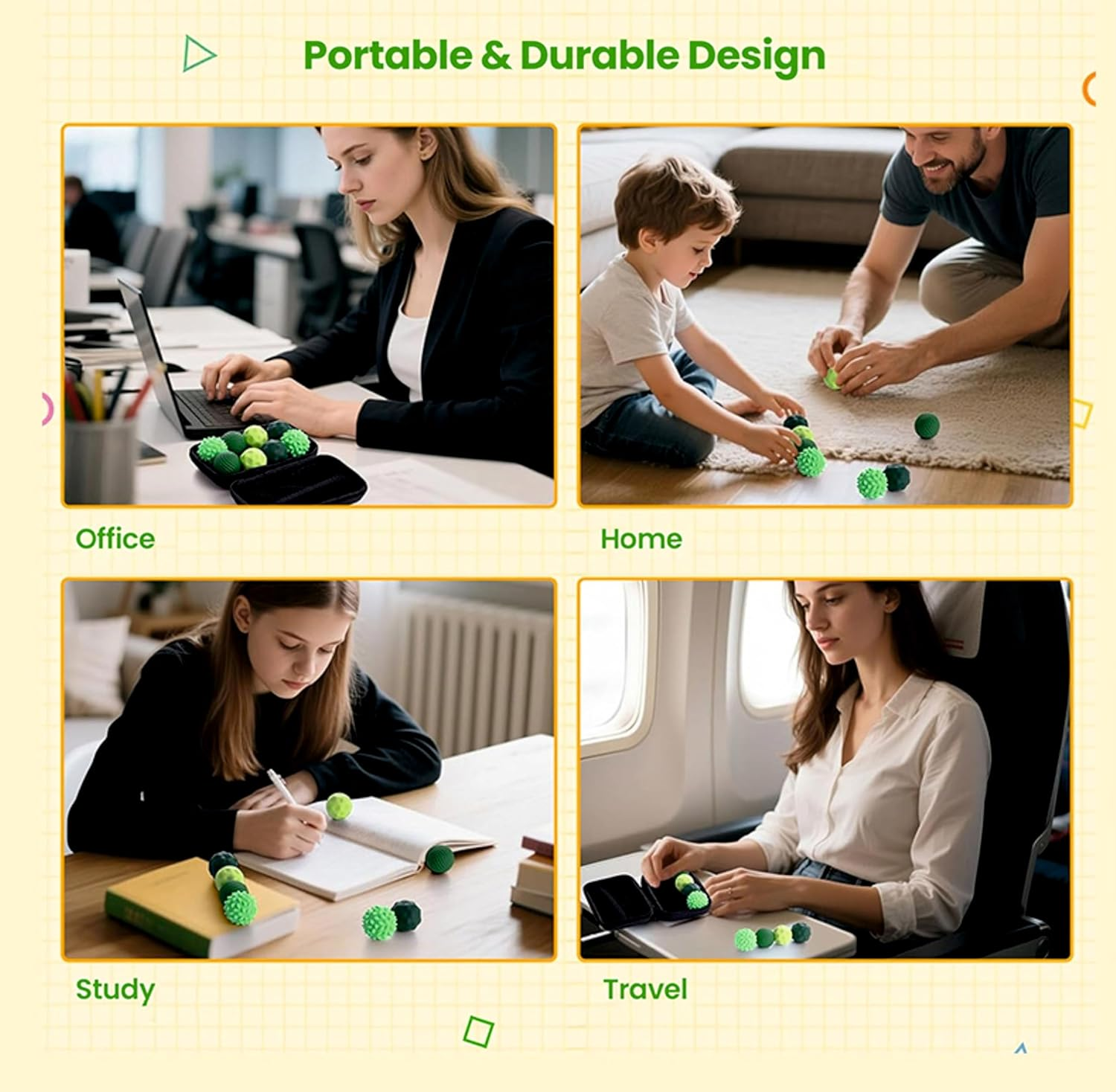 Generic 8 Pcs Fidget Balls for Adults & Teens &ndash; Small Desk Toy for Focus & Relaxation &ndash; Green Silicone Sensory Balls image number 2