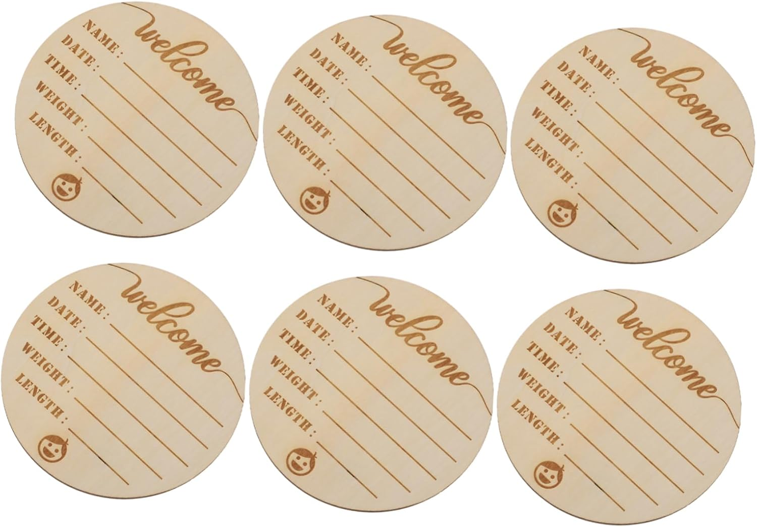 Kisangel 6Pcs Wooden Milestone Signs Photo Props Durable Birth Announcement Cards for Newborn Boys Monthly Keepsake Plaques to Record Growth