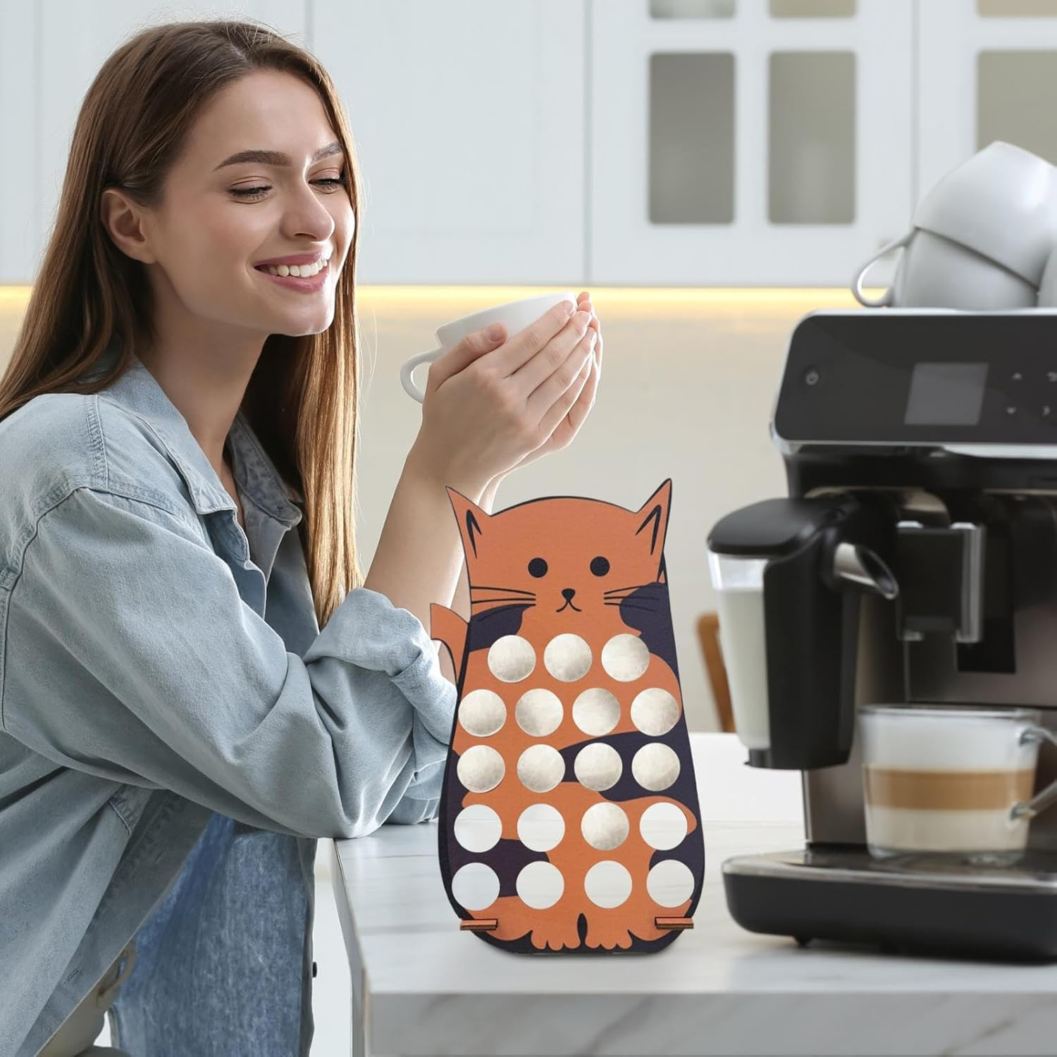 Coffee Pod Holder, Wooden Pod Rack, Coffee Bar Organizer with Premium Wood Craftsmanship and Compact Design for Espresso Capsules, Tea Bags, or Chocolate Beans, 1 Piece image number 2