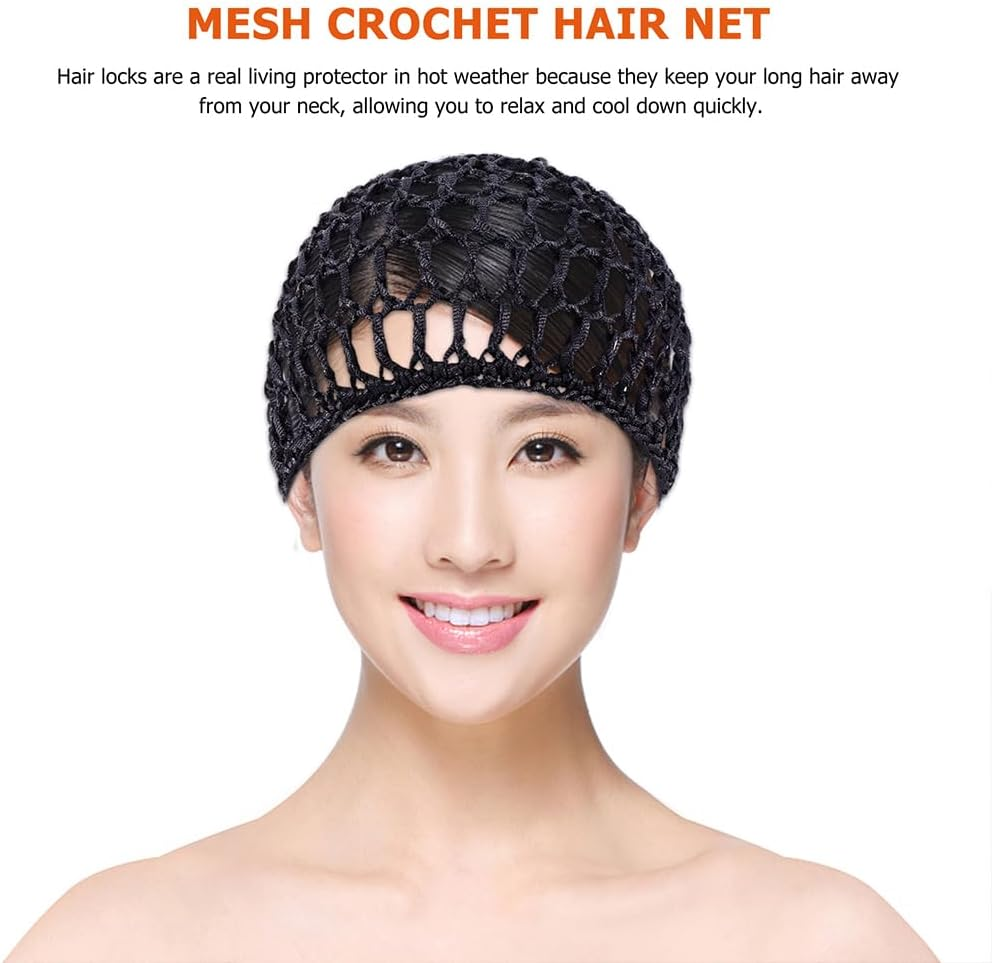 CALLARON Pack of 5 Crochet Hair Net Handmade Net Sleeping Hat Women'S Hats Crochet Hair Net Hair Accessories Hair Knitting Beanie Slap Hat Crochet Hats Hair Clip Hair Accessory for Women, Colourful, image number 5