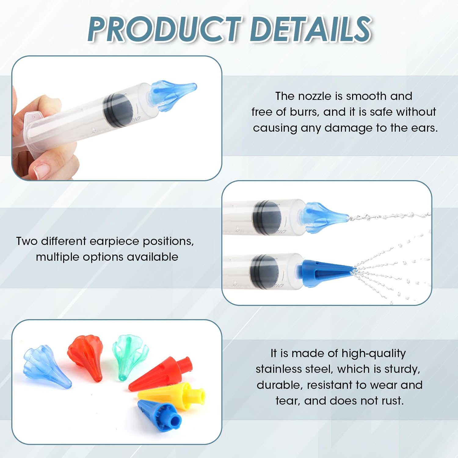 8 Pcs Ear Cleaner Syringe Kit, Ear Wax Removal Syringe, Safe Ear Wax Cleaner Tool with 6 Stream Tips for Clarity & Aural Hygiene image number 3