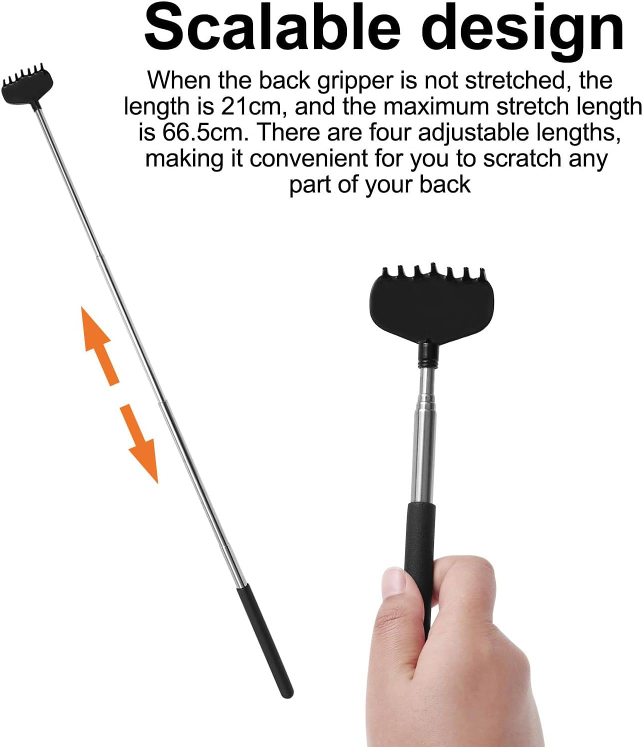 5PCS Telescopic Back Scratcher, Extendable Back Scratcher with Rubber Grip Handle and Bear Claw, Eagle Claw, Backs Scratchers for Men Women Kid Adults image number 2