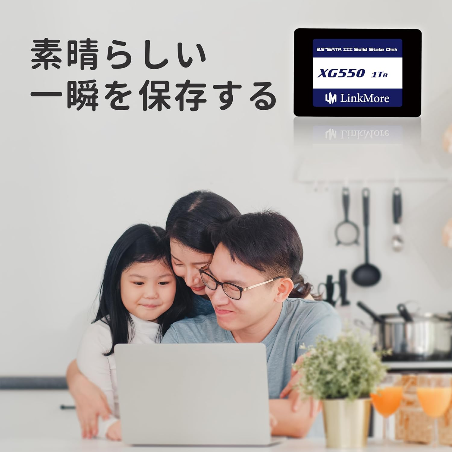 Linkmore XG550 1TB Internal 2.5" SATA III SSD (6Gb/S) SSD, Read Speed up to 550Mb/S, Compatible with 2.5" Laptop and Desktop PC image number 1