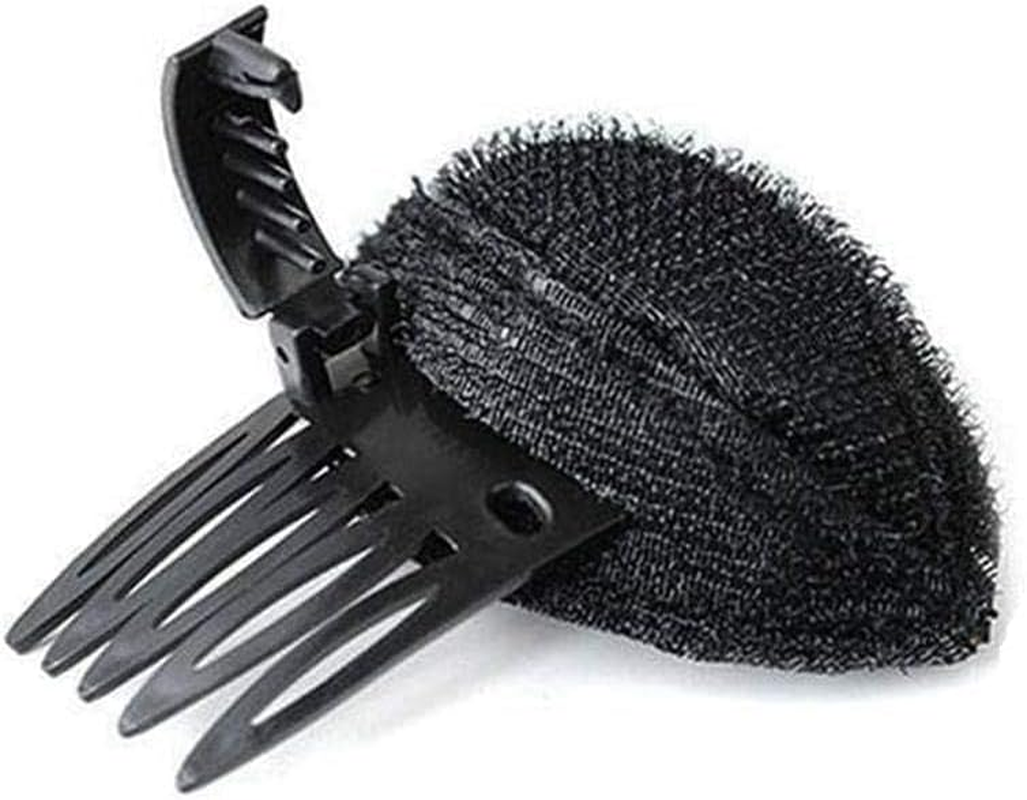 1Pc Black Puff Hair Cushion with Clips, Fluffy Sponge Bun Comb Bump It up Hair Base Set for Women and Girls DIY Hairstyling Tools, Hair Accessories image number 4