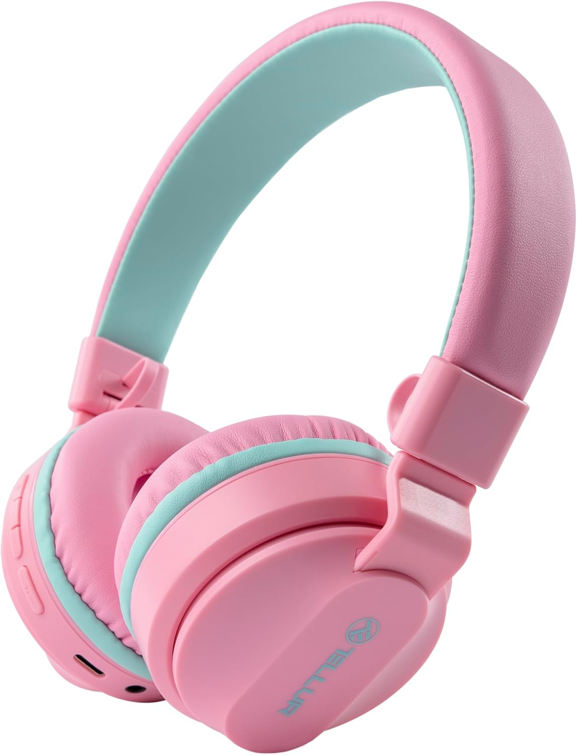 TELLUR Buddy On-Ear Bluetooth Headphones, BT V5.3, up to 25 Hours, USB-C Headphones with Microphone, Maximum Sensitivity Button 85Db for Kids, Soft and Lightweight Design, Foldable (Pink) image number 5