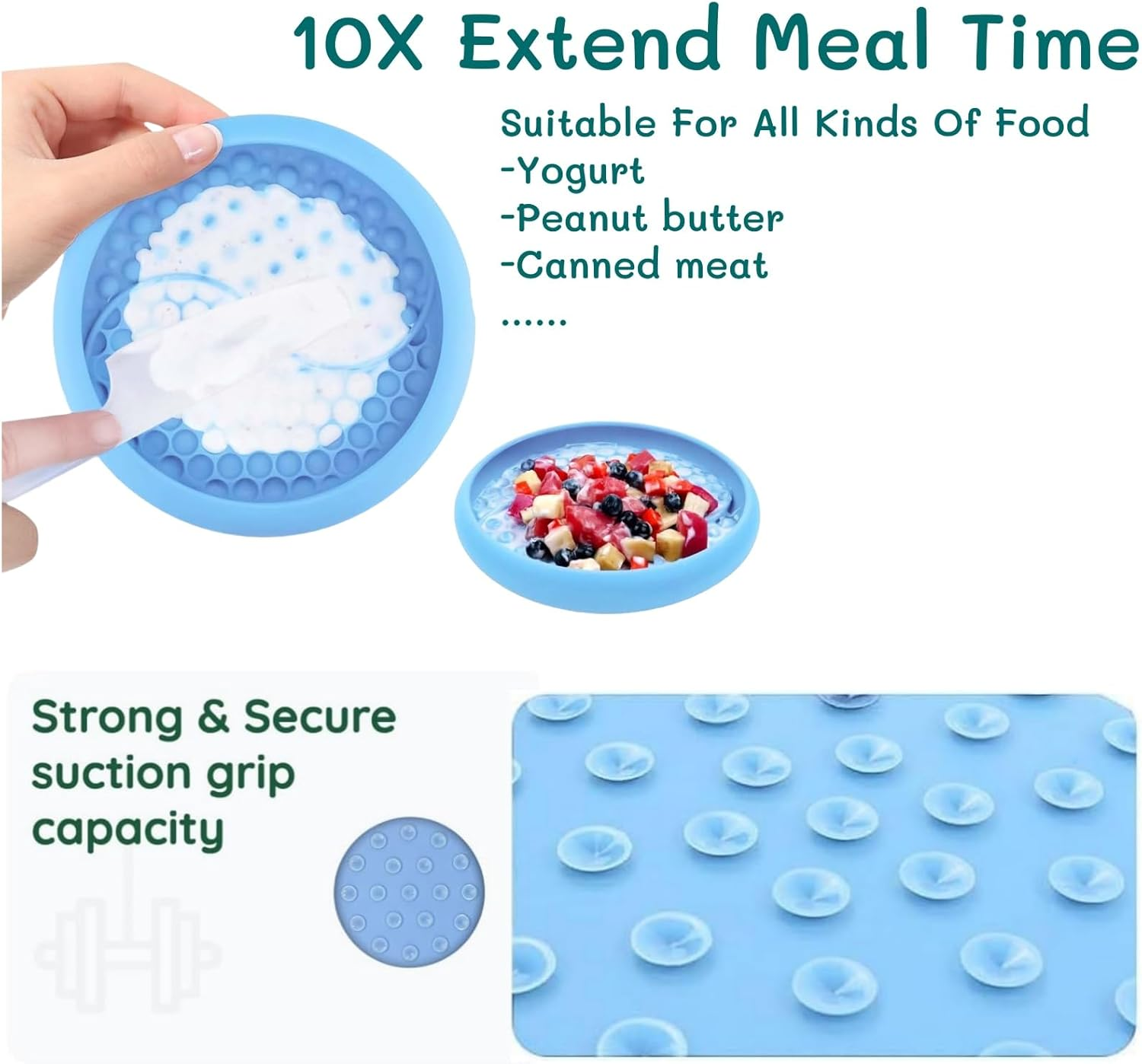 Kawlxpp Lick Mat for Dogs Silicone Lick Mats Dog Slow Feeder, Puppy Cat Licking Pad to Reduce Anxiety (Lt Blue, Small) image number 3