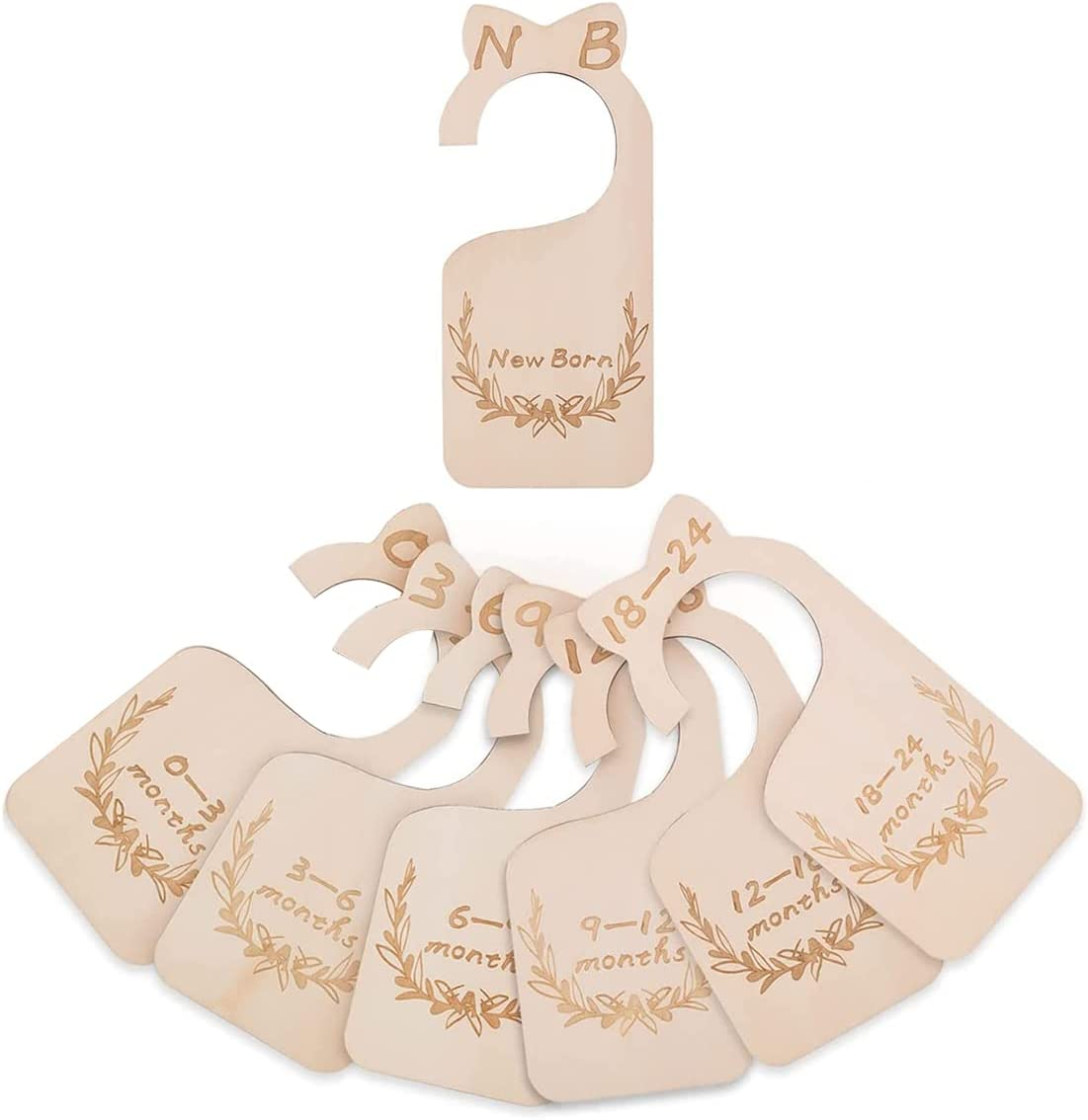 Baby Closet Size Divider, 7 Pcs Wooden Baby Closet Hanging Nursery Wardrobe Divider Hangers for Newborn Infant to 24 Months image number 2