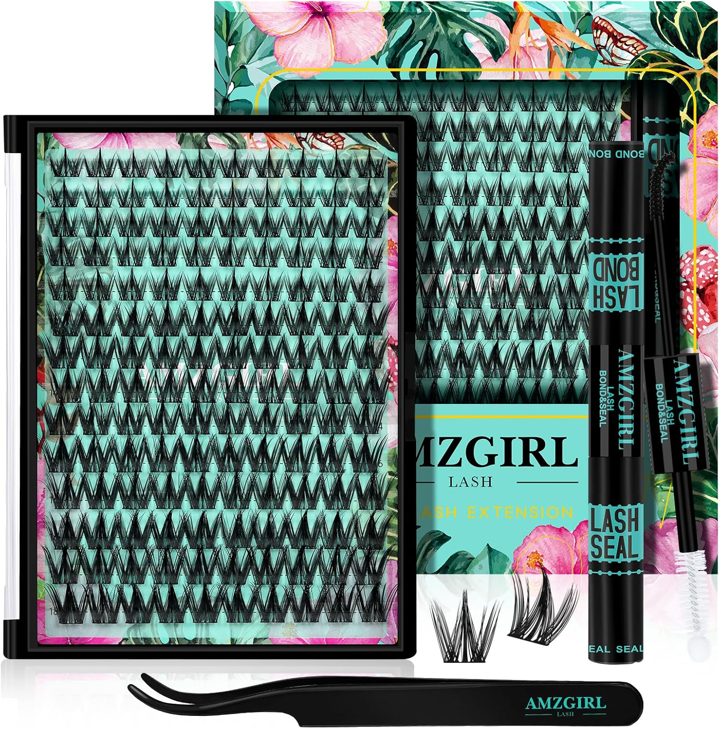 Lash Clusters Kit 140Pcs Lash Extension Kit Manga Cluster Lashes Natural Look with Bond and Seal Waterproof,Tweezer with Wet Look Ultra-Thin Band Lashes(Puppy,C-10-18Mm)