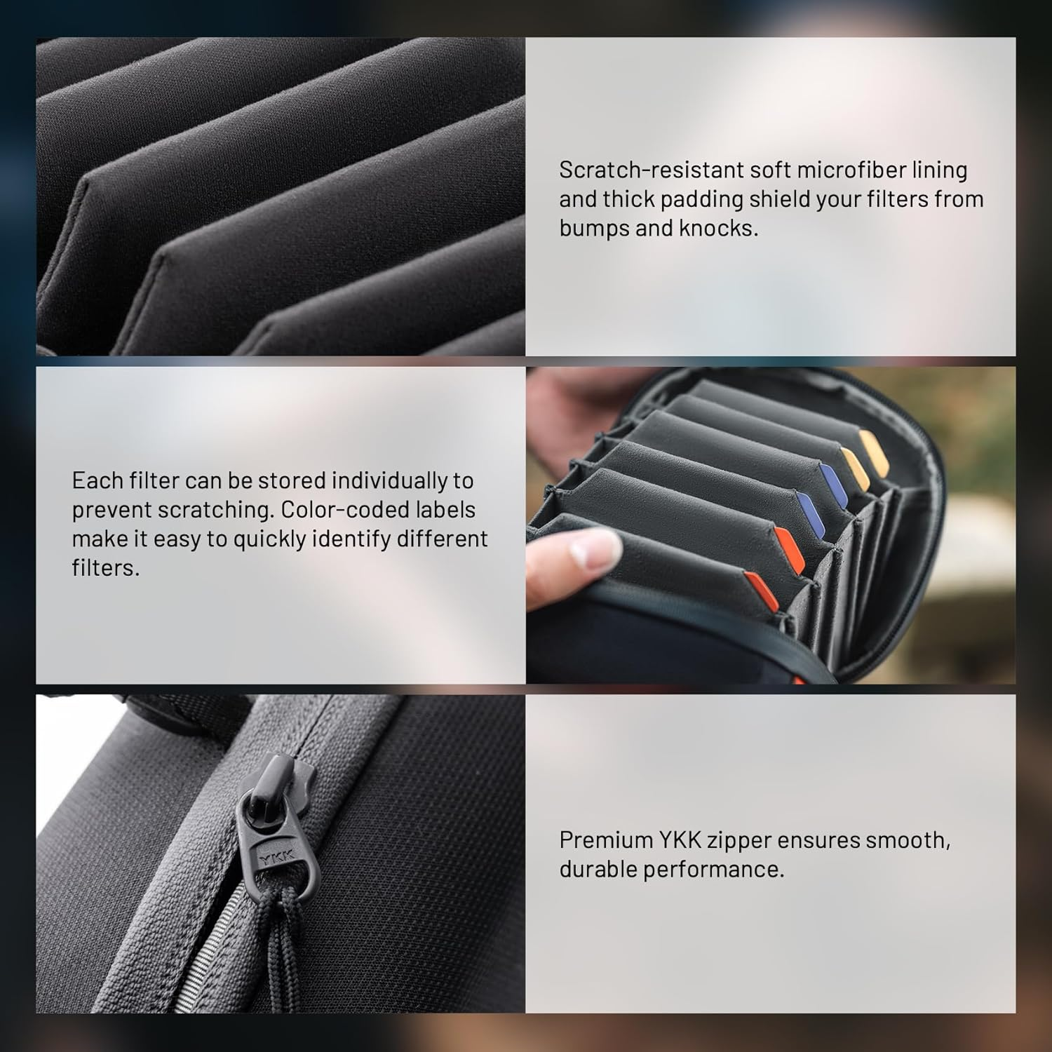 PGYTECH Hard Lens Filter Pouch up to 100Mm, 7 Pockets Camera Filter Bag Carrying Case for Photography Filter, Storage Wallet for Circular Filter, Waterproof & Dustproof Filter Pouch, round Filter M image number 1