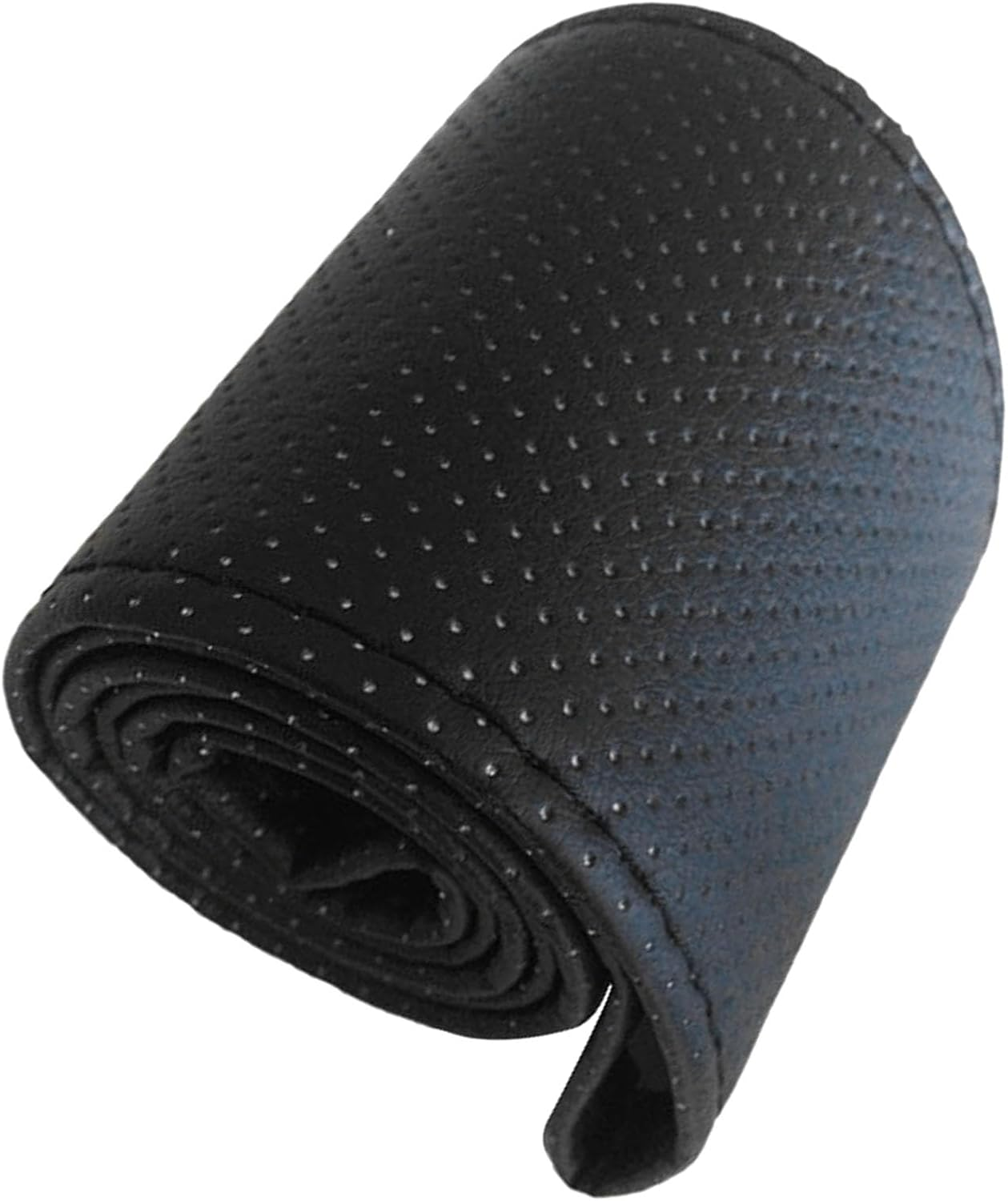 Microfiber Leather Steering Wheel Cover Hand Sew Easy Carry for Universal Car Truck SUV Pickup Boat, Wear Proof and Breathable (Black) - Black image number 2