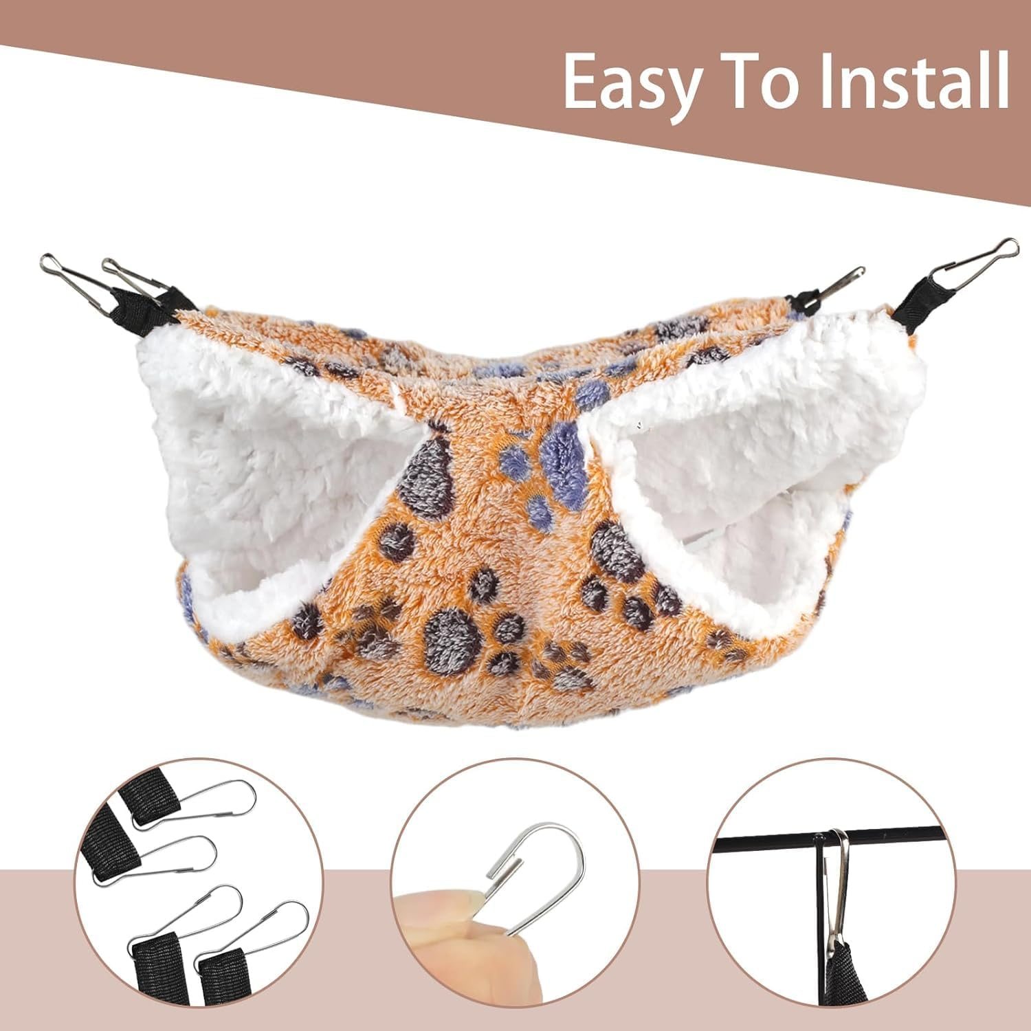 Double-Layer Pet Cage Hammock for Small Animals, 2 Pack Double-Layer Pet Cage Hammock, 2-Layer Soft and Fluffy Guinea Pig Hanging Bed,Soft Fluffy Hanging Bed for Guinea Pigs, Rats, Hamsters image number 2