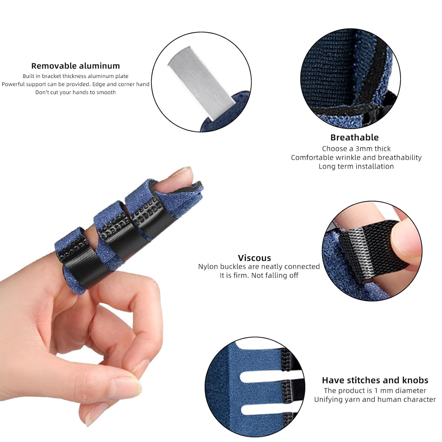 Finger Splint，Trigger Finger Splints Brace， for Broken Finger Support, Knuckle Immobilization & Arthritis Pain Relief (4 Pcs) (Blue) image number 6