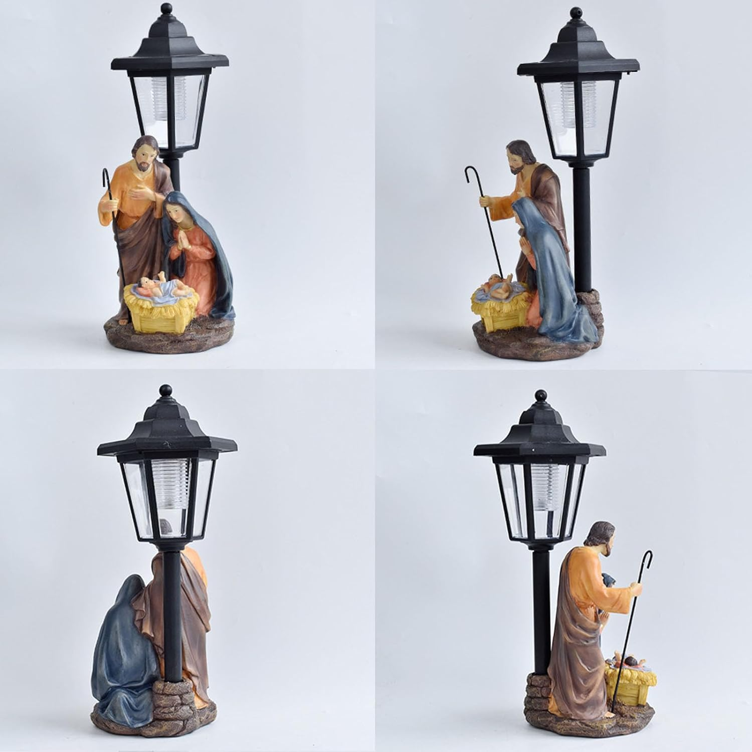 Handcrafted Solar Operated Light Nativity Manger Scene Resins Ornament Religious Outdoor Garden Lawns Decors Resins Religious