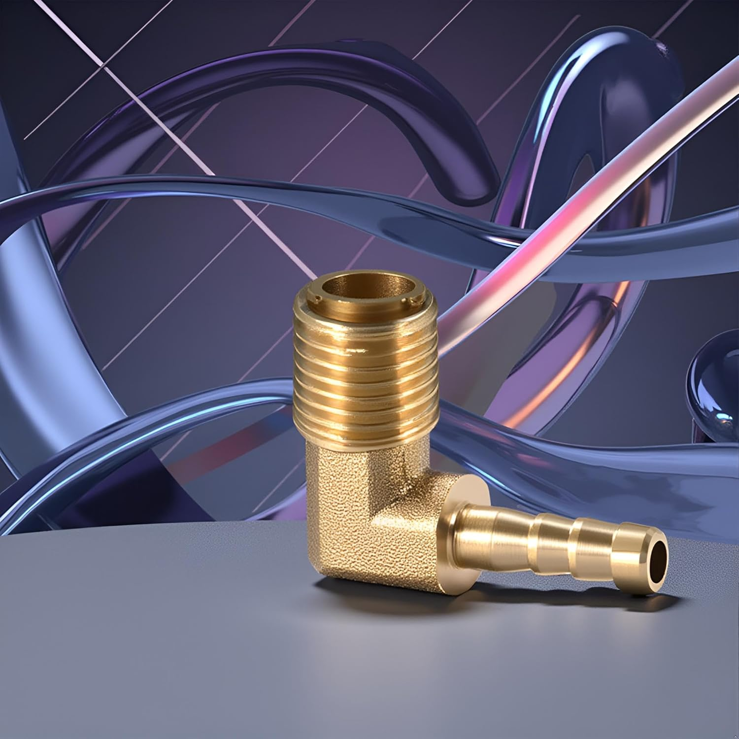 2Pcs Brass Hose Barbed Elbow Fitting 90 Degree Elbow 1/4" Hose Barb to 1/4" NPT Male Pipe Water/Fuel/Air Barbed Hose Fittings