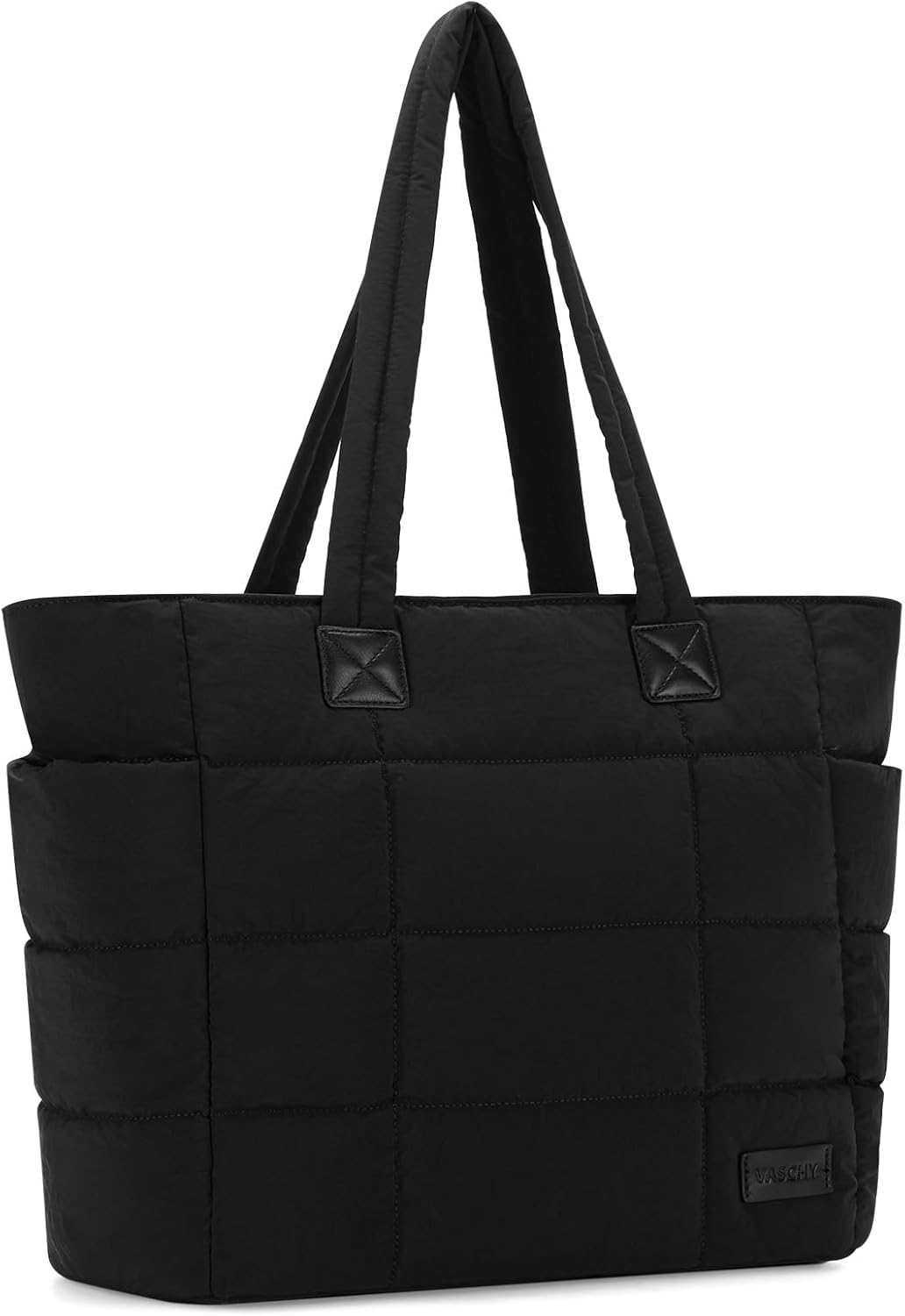 Tote Bag for Women, VASCHY Lightweight Large Quilted Puffer Work Tote with Laptop Compartments Zipper for Casual/Travel/Gym