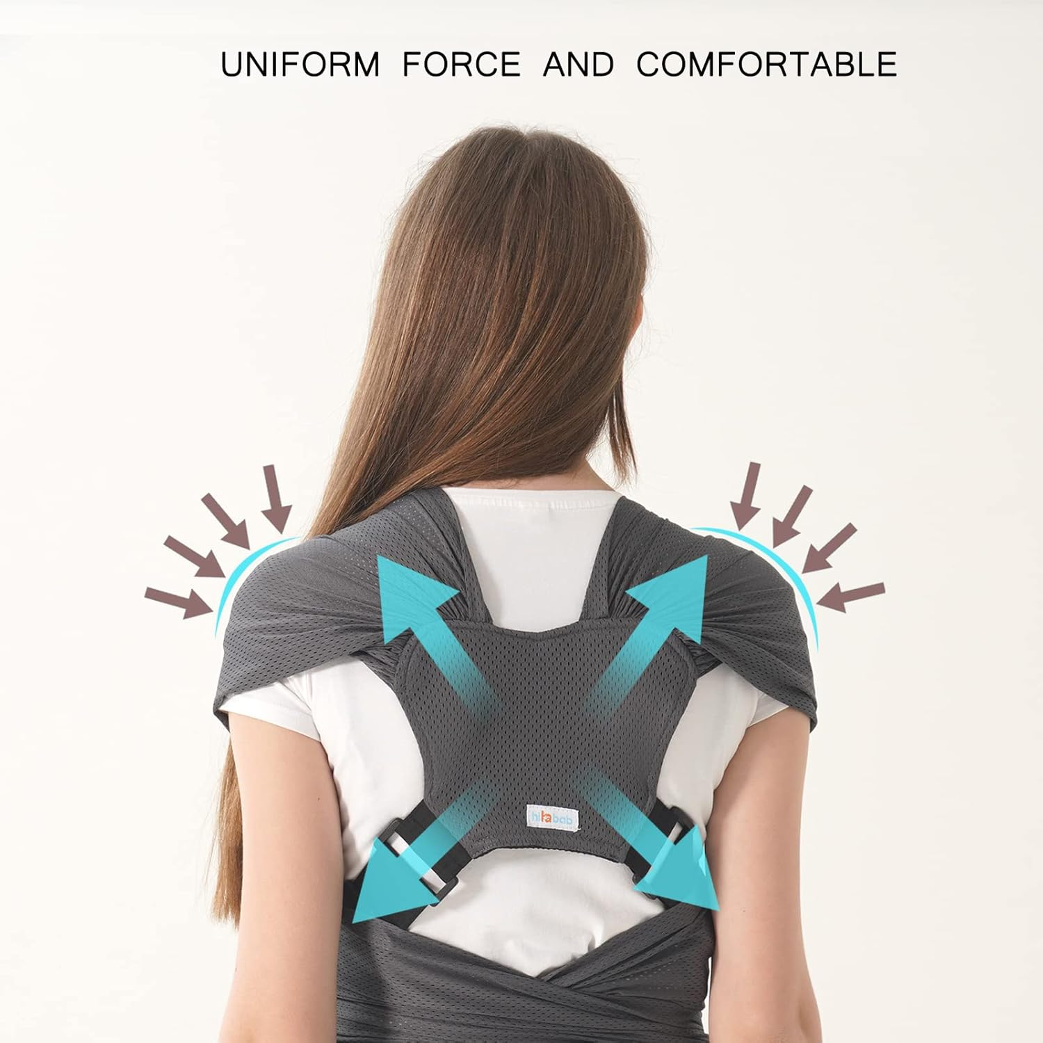 Hilabab Baby Warps Carrier,Softness Organic Cotton,Breathable Adjustable Strap Baby Hold Carrier for Newborn up to 40 Lbs (Air-Mesh Grey) image number 4