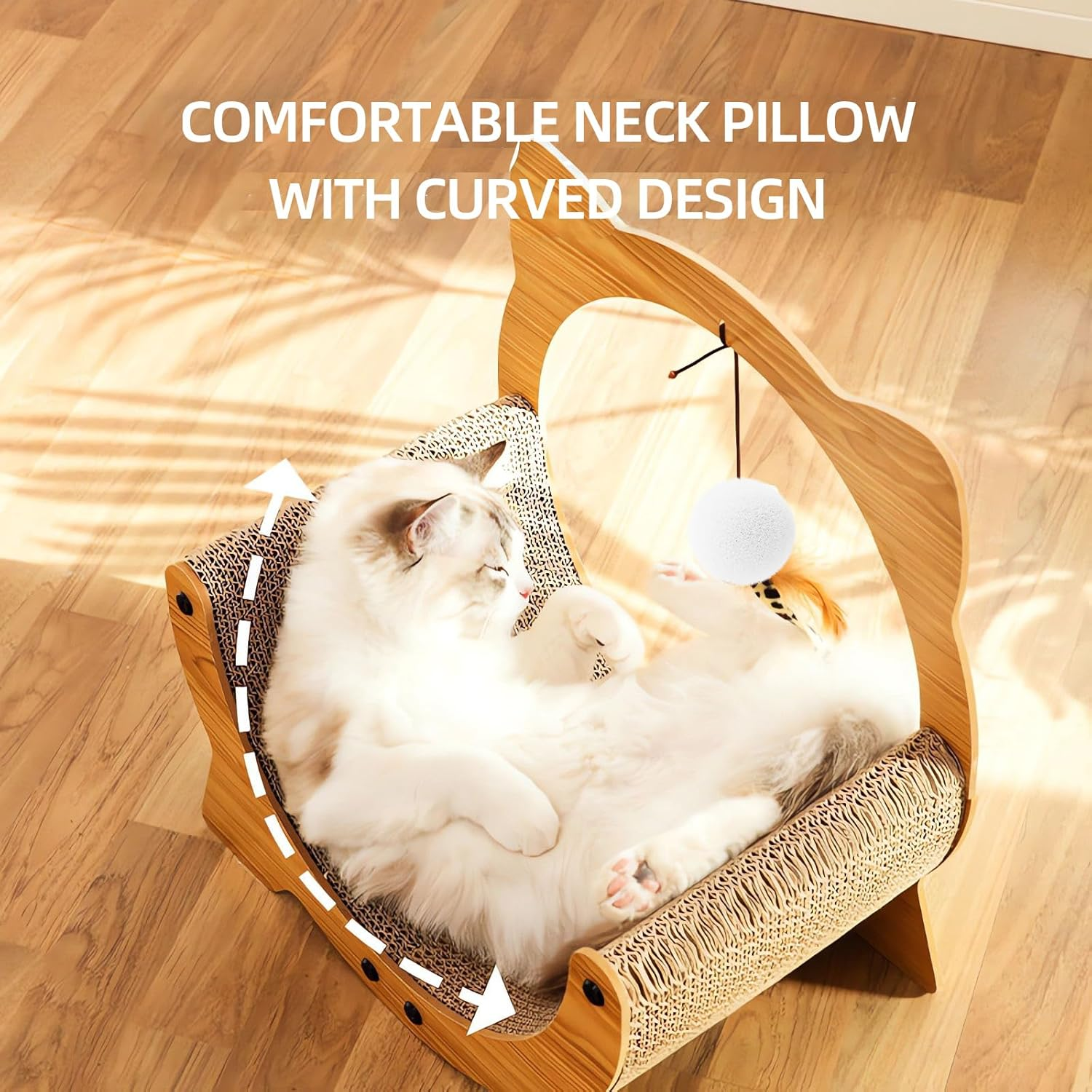 Boutsady Upgrade 2 in 1 Cat Scratcher Board, Lounger and Fun Interactive Scratch Pad, Heavy Duty Corrugated Cat Scratching Pad for Indoor Cats of Small Medium Size (Extra Large) image number 5