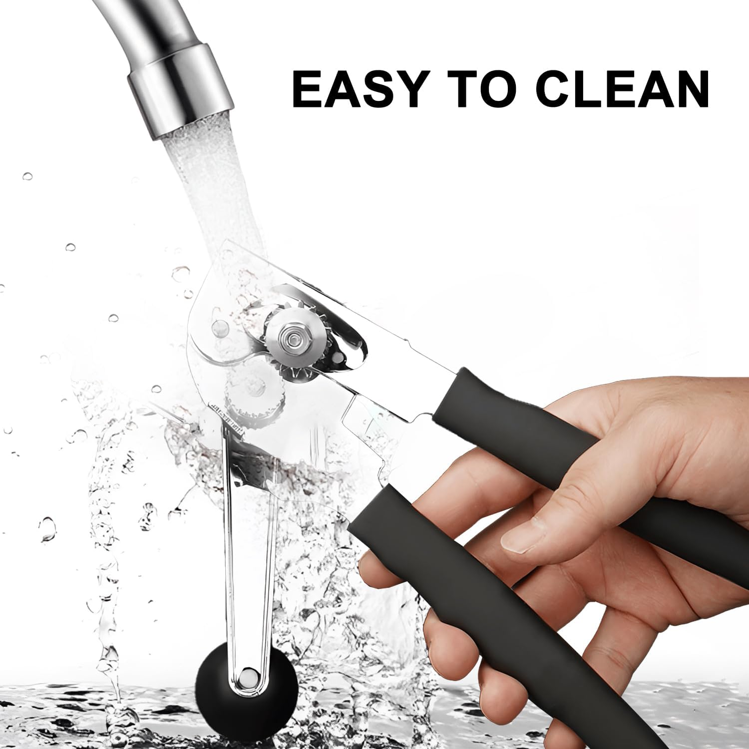 Commercial Can Opener,Hand Crank Can Opener Manual Heavy Duty with Comfortable Extra-Long Handles, Oversized Knob, Large Handheld Can Opener Easy for Big Cans (Black) image number 5